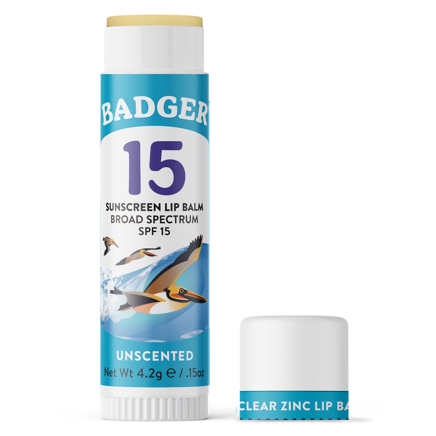 Badger Mineral Sunscreen Lip Balm SPF 15, 0.15 Oz (4.2 g)