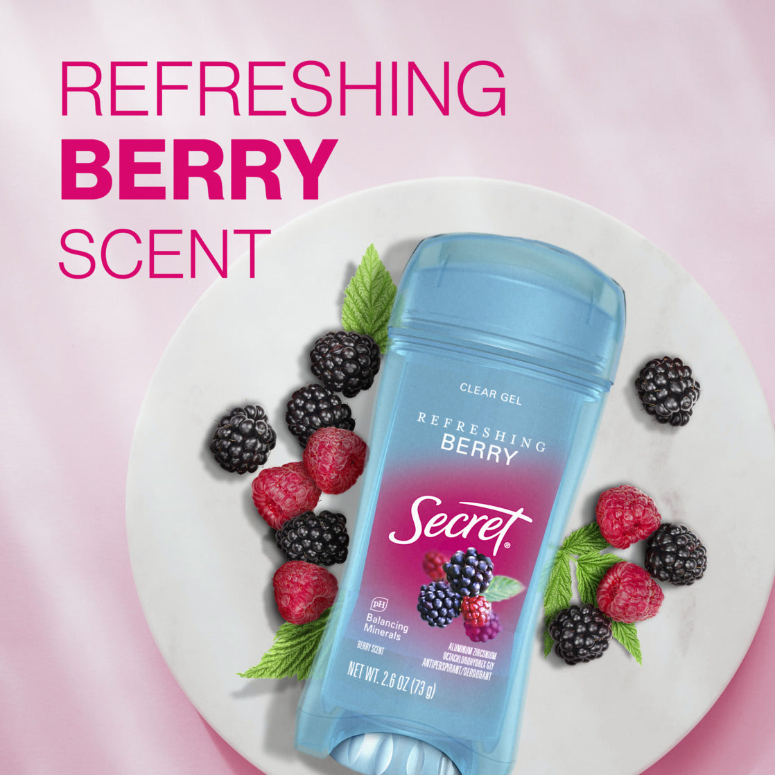 Secret Fresh Antiperspirant Deodorant | Clear Gel | Refreshing Berry Scent | 2.6 Oz | Pack of 2