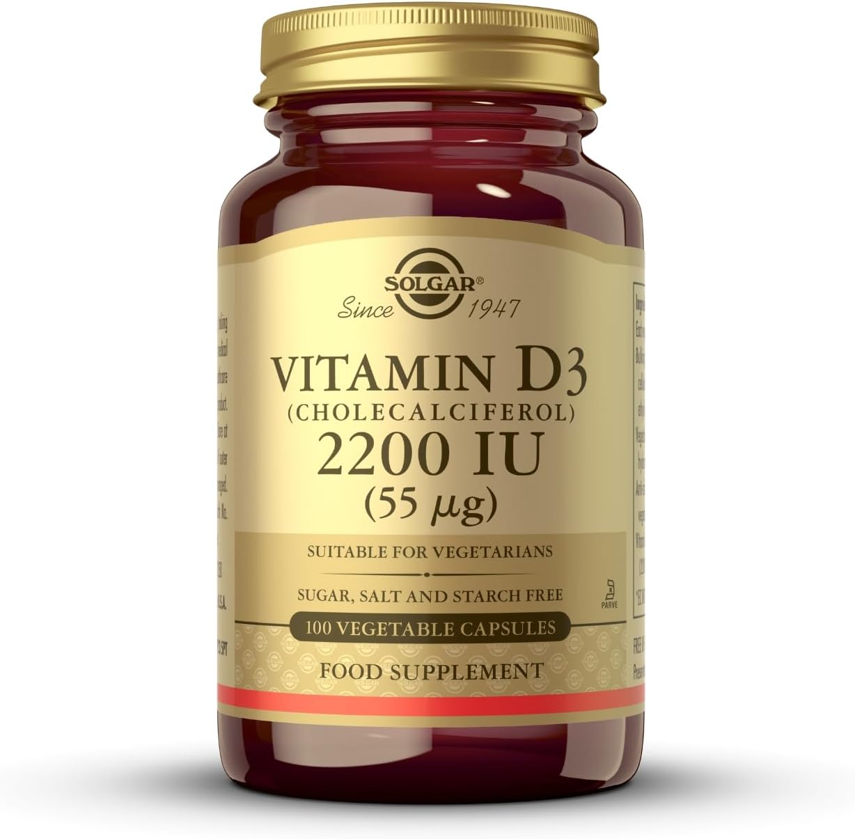 Solgar Vitamin D3 (Cholecalciferol) 2200 IU (55 µg) | 100 Vegetable Capsules