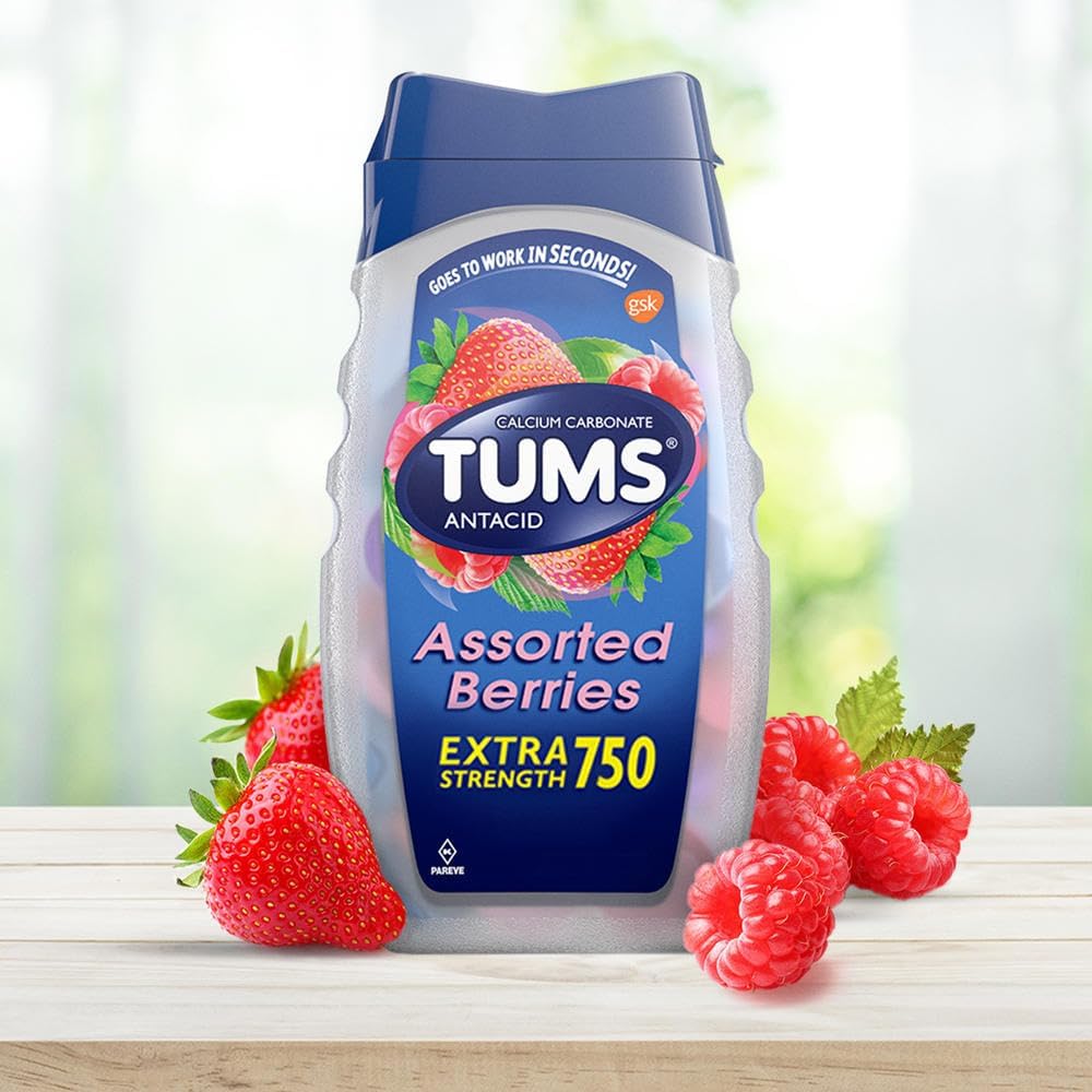 TUMS Extra Strength Chewable Antacid Tablets | Assorted Berries | 70 Count