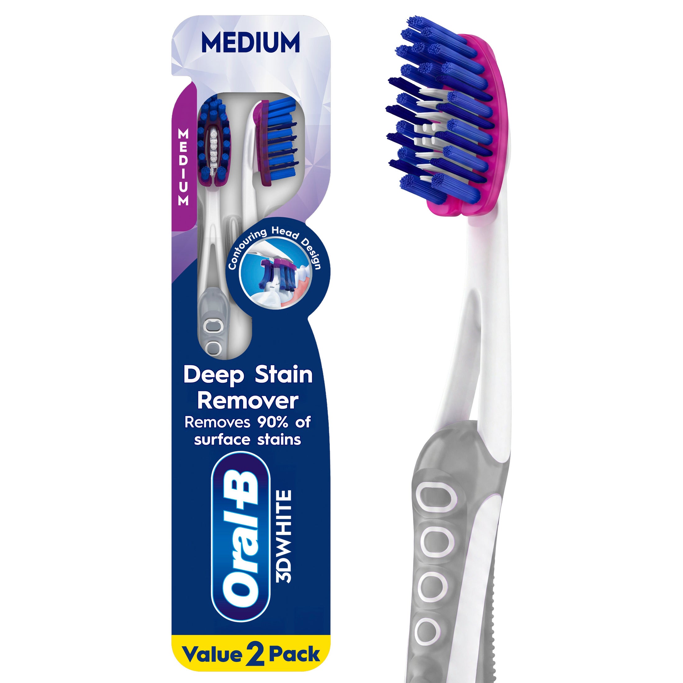 Oral-B 3D White Luxe Pro-Flex Medium Manual Toothbrush Twin Pack