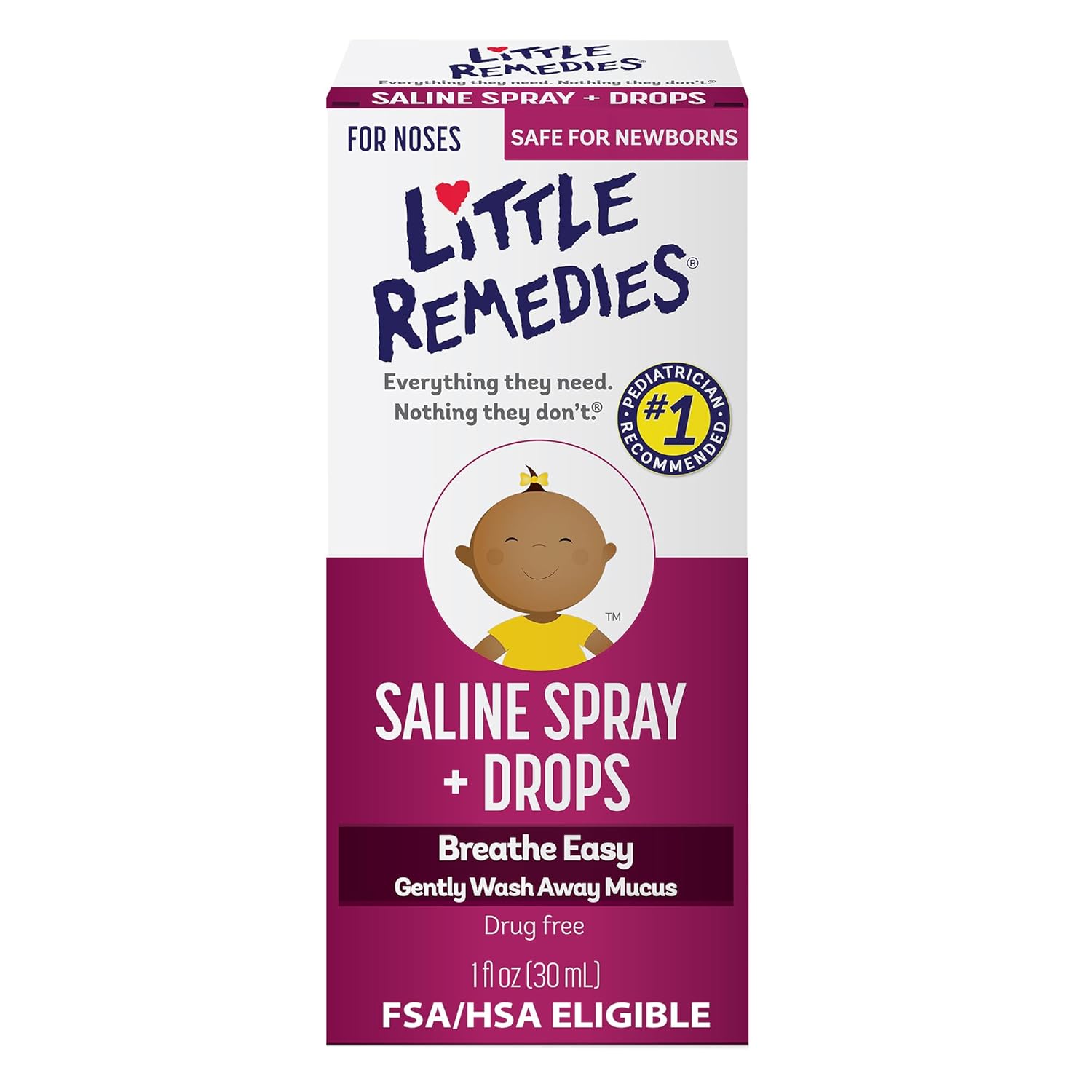 Little Remedies Noses Saline Spray + Drops | 1 Oz (30 ml)