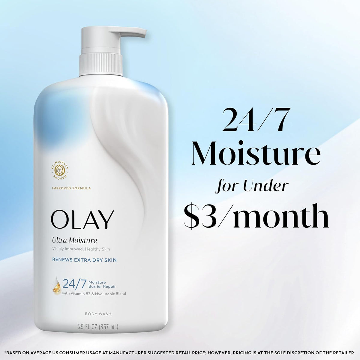Olay Body Wash Ultra Moisture Renews Extra Dry Skin | 35 Oz (1.03 L)