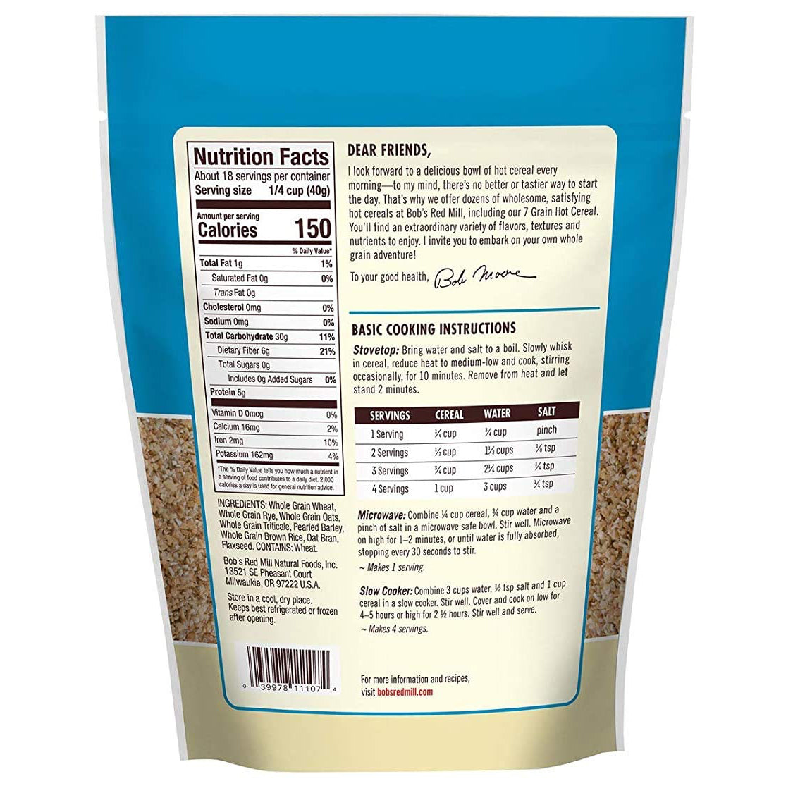 Bob's Red Mill 7 Grain Hot Cereal, 25 Oz (709 g)