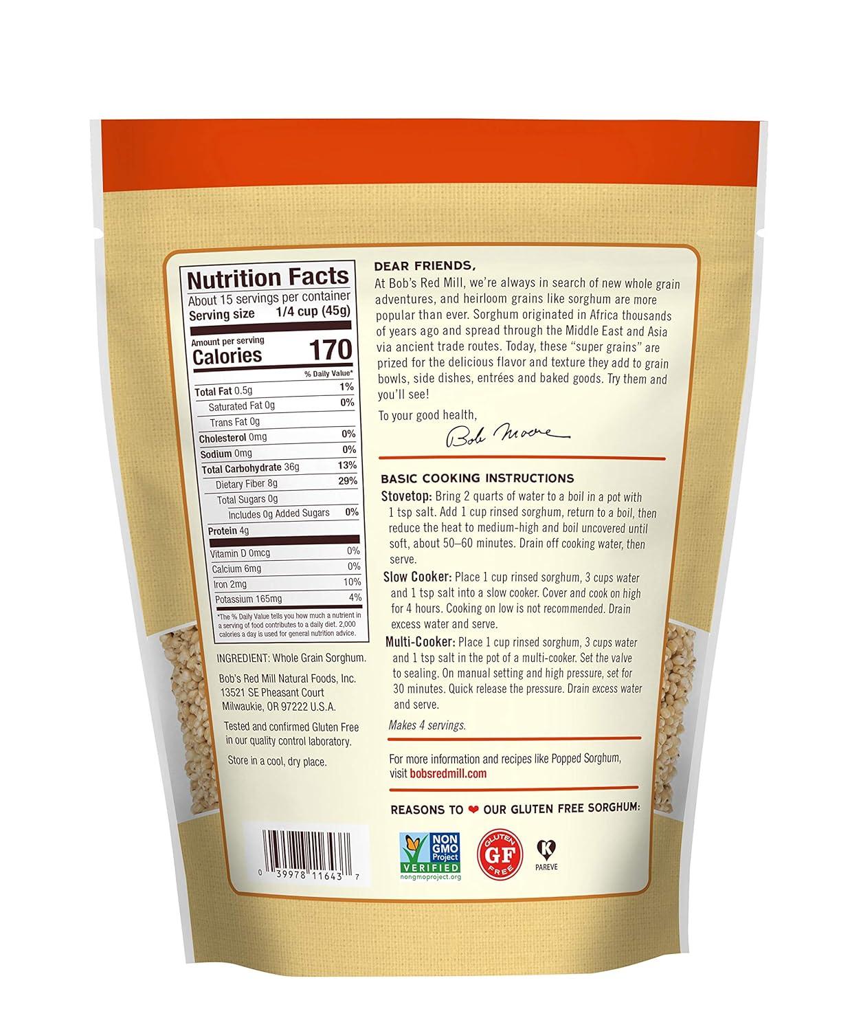 Bob's Red Mill Sweet White Sorghum Grain | 24 Oz (680 g)