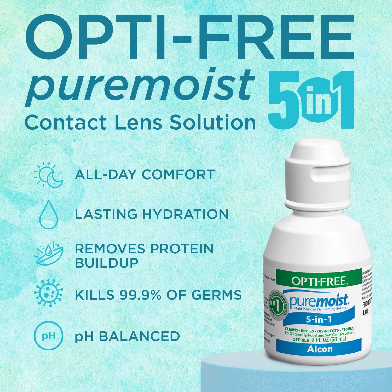 Opti-Free Puremoist Multi-Purpose Disinfecting Solution with Lens Case | 2 Oz