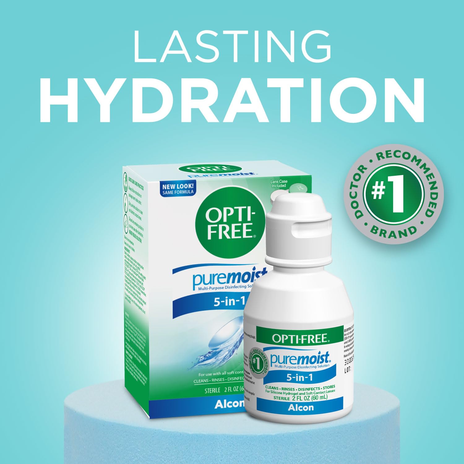 Opti-Free Puremoist Multi-Purpose Disinfecting Solution with Lens Case | 2 Oz