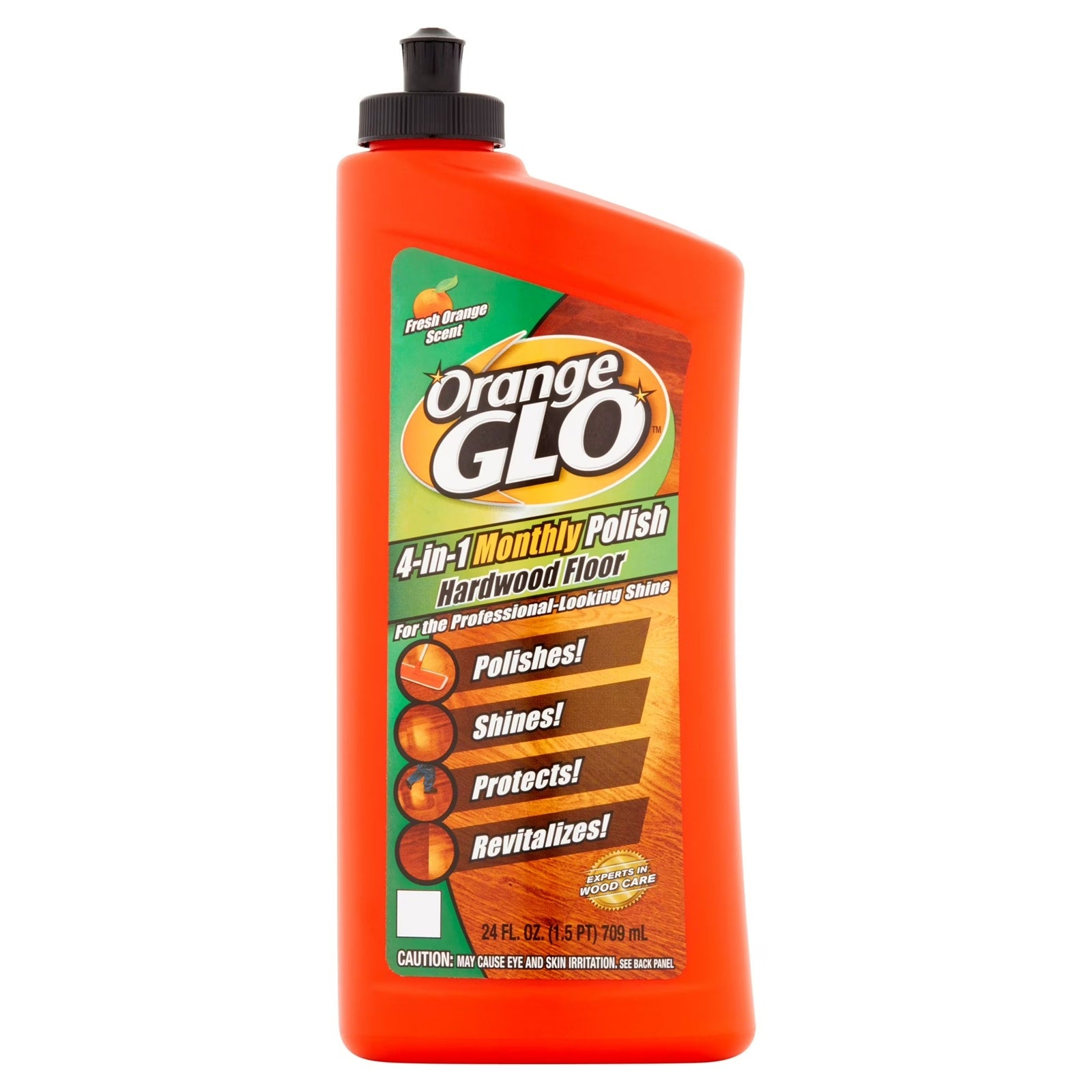 Orange Glo Hardwood Floor 4-in-1 Monthly Polish | Fresh Orange Scent | 24 Oz (709 ml)