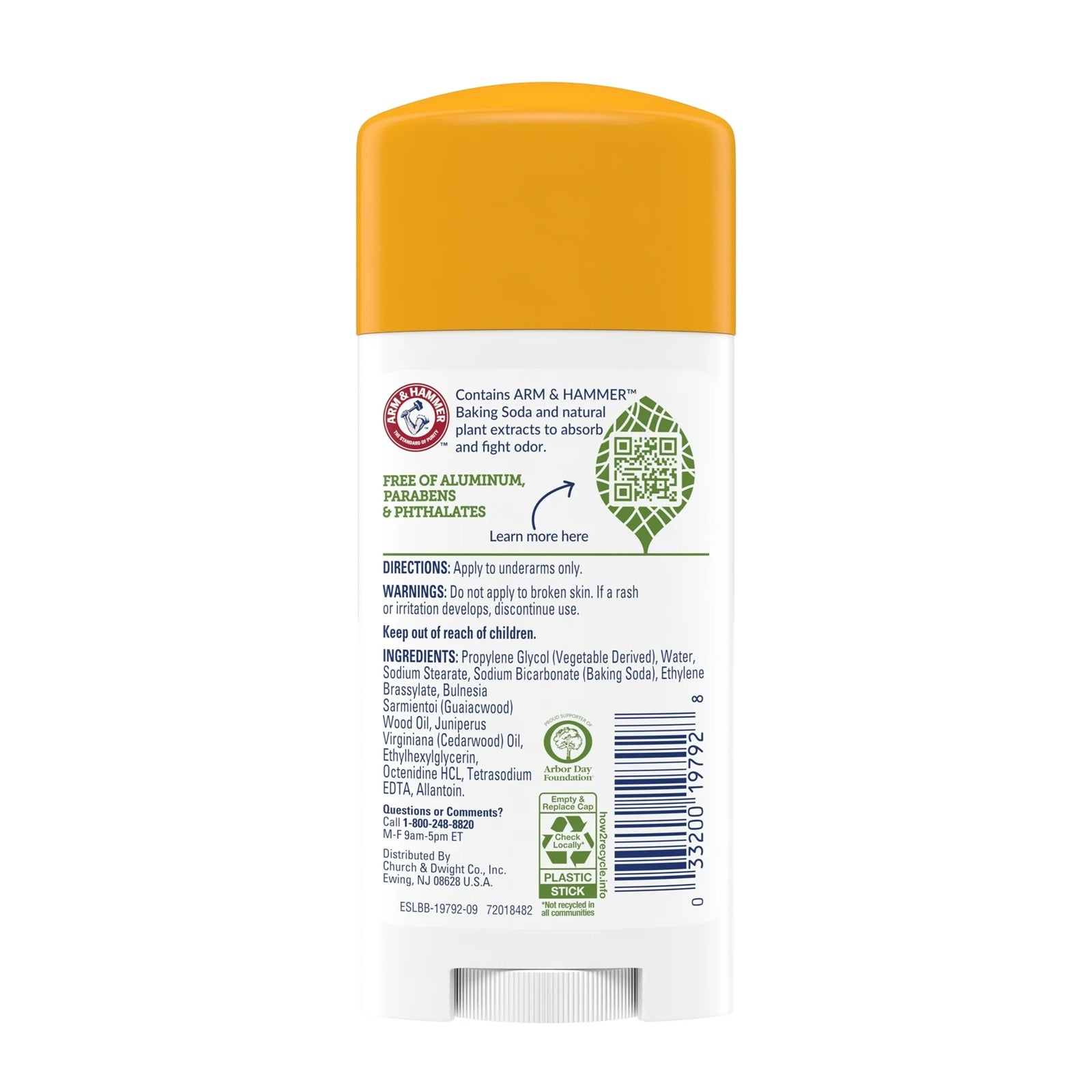 Arm & Hammer Essentials Natural Deodorant | Unscented | 2.5 Oz