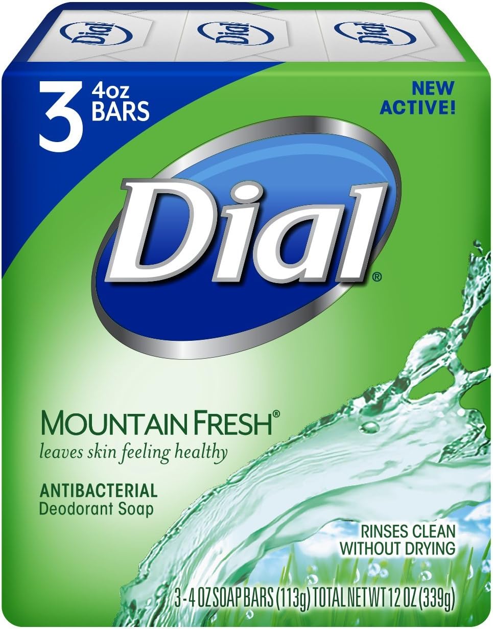 Dial Antibacterial Deodorant Soap, Mountain Fresh | 4 Oz | 3 Bars