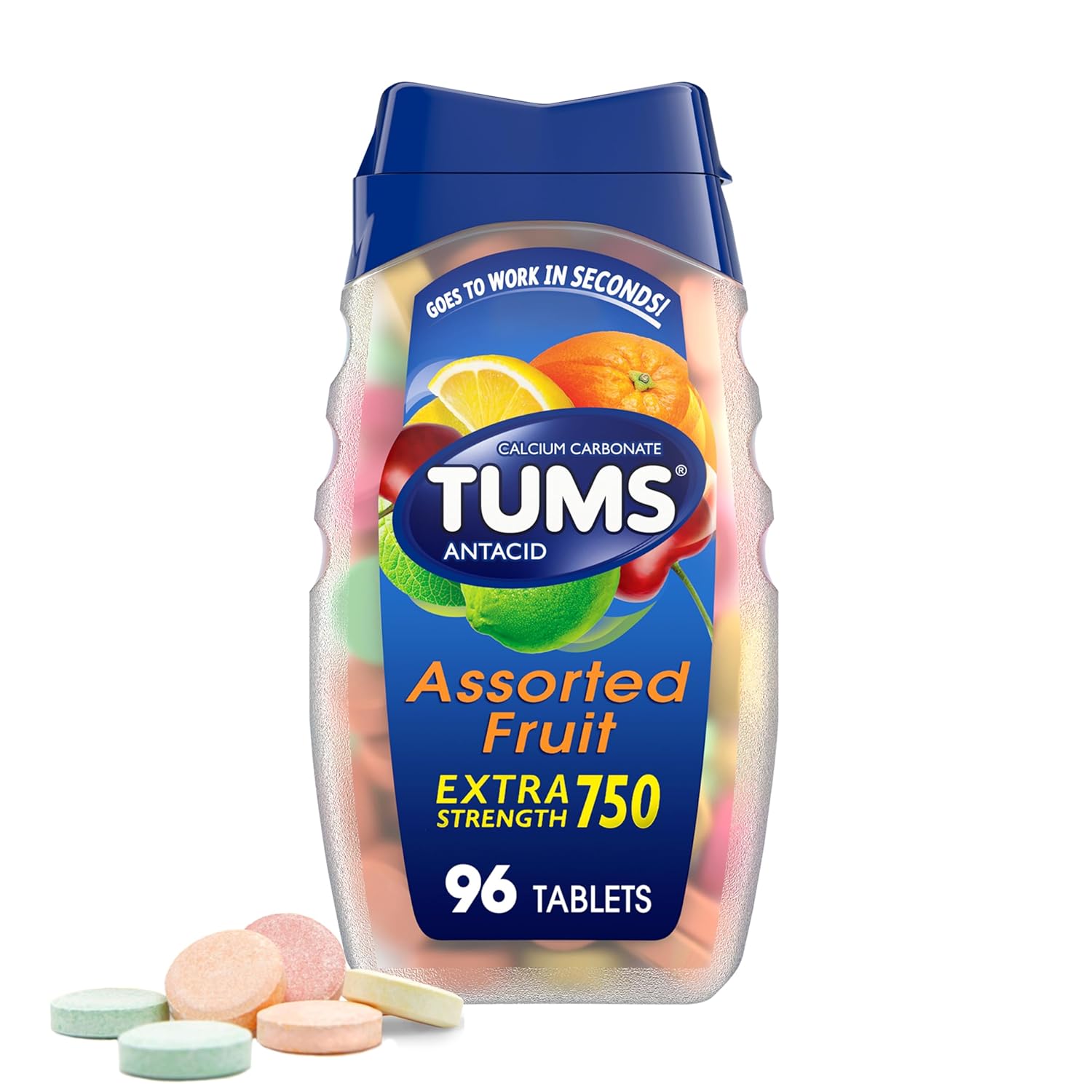Tums antacid Assorted Fruit, 96 tablets. 