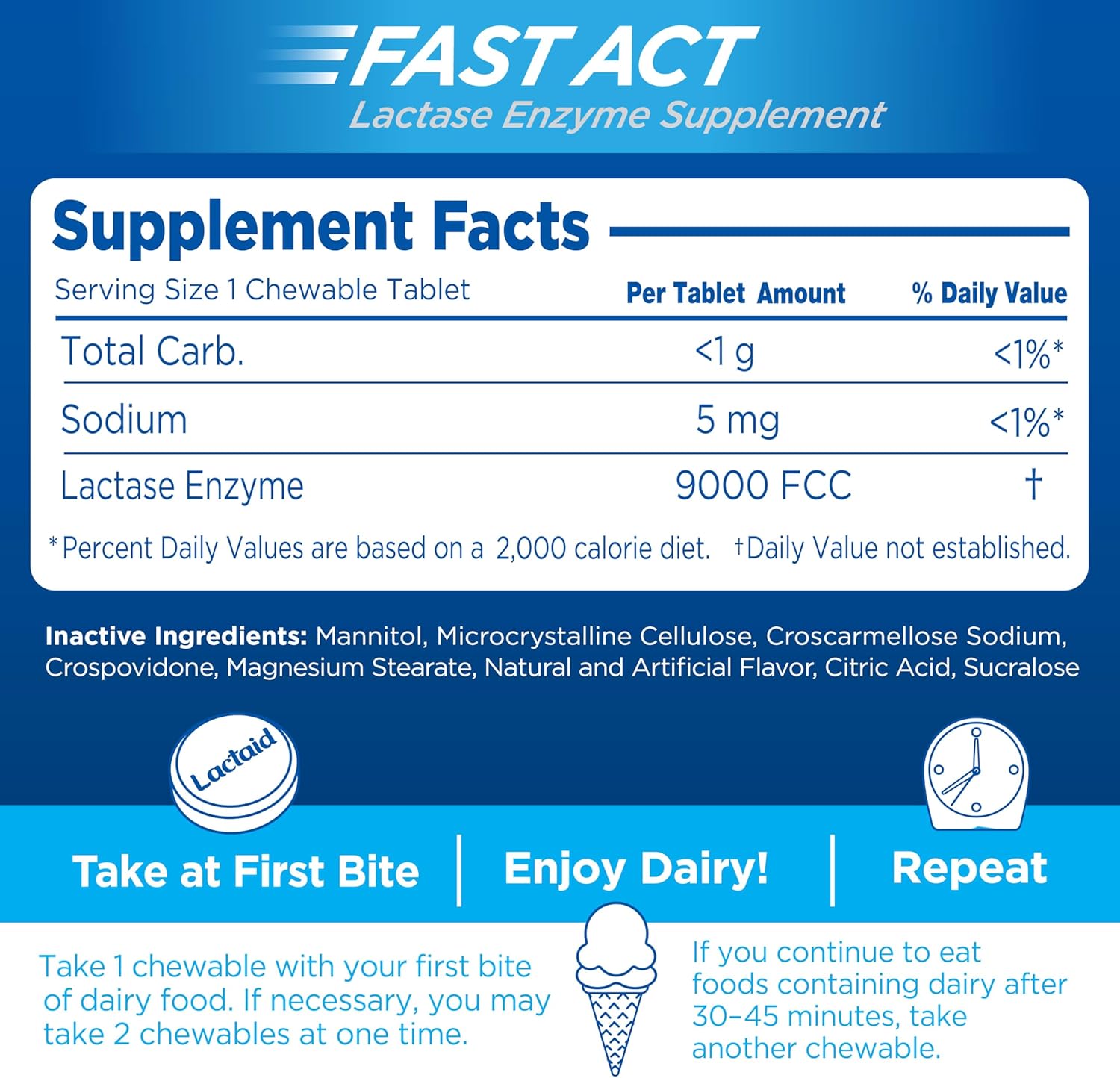 Lactaid Fast Act | Vanilla | 60 Chewables