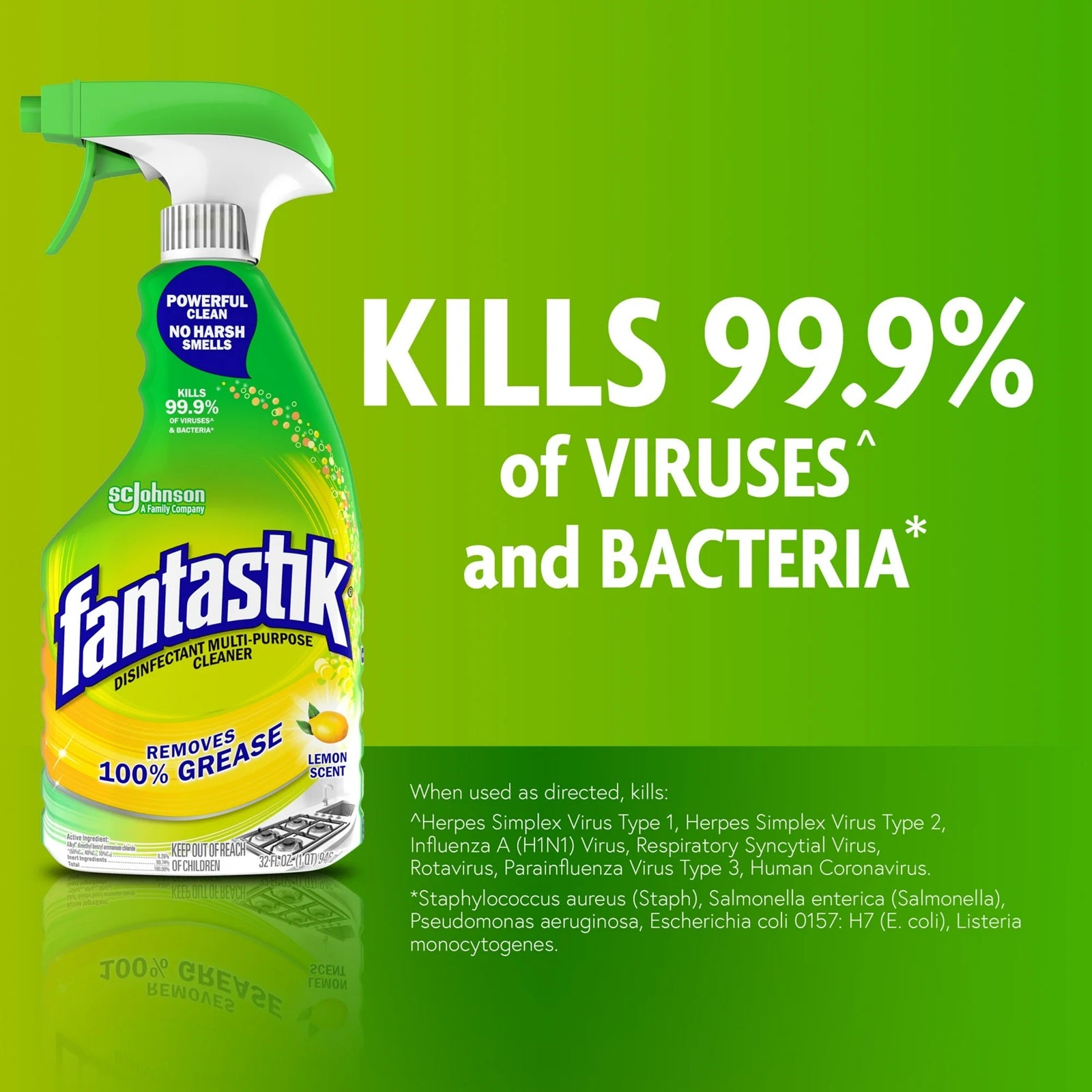 Fantastik Anti Bacterial Lemon Power Cleaner | 32 Oz