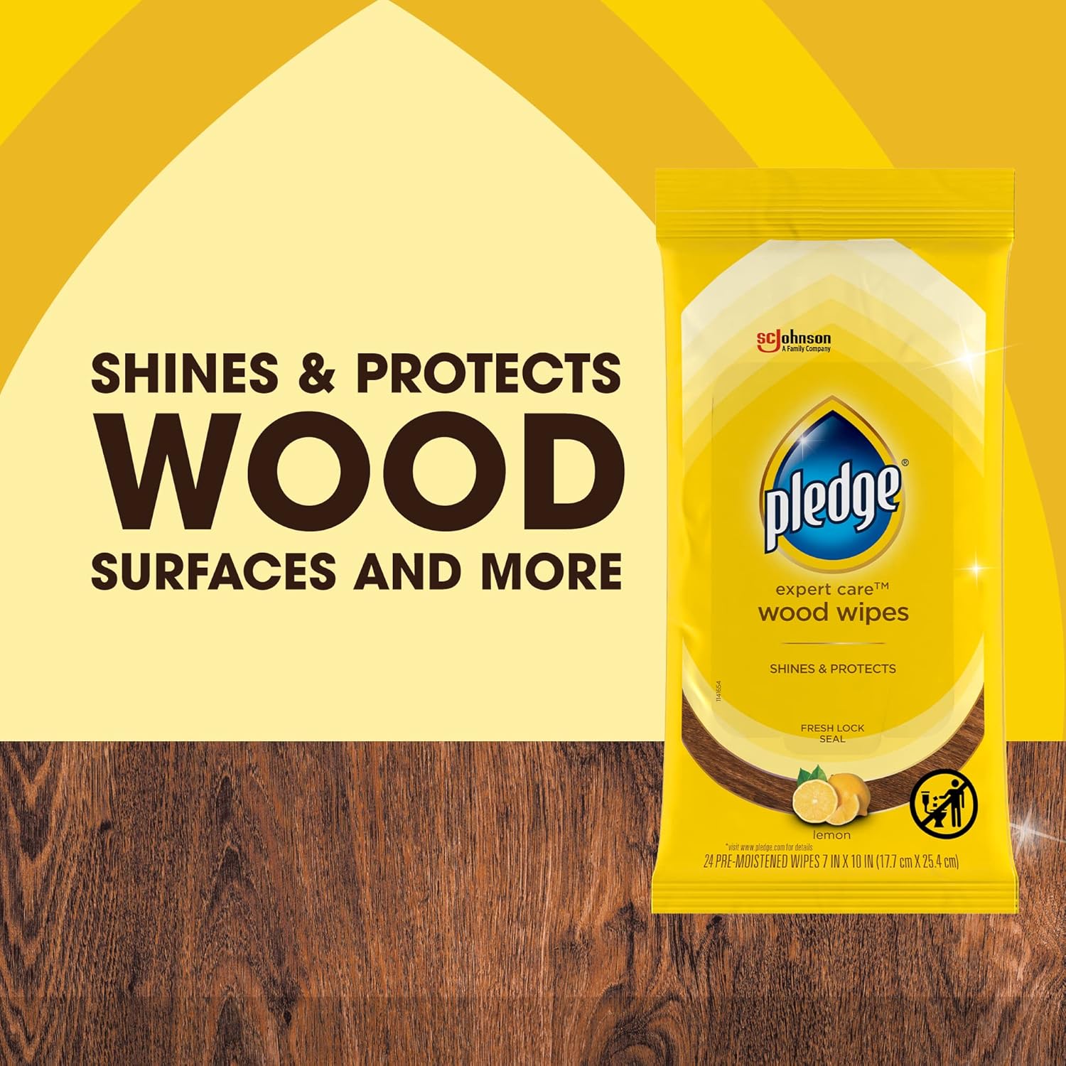 Pledge Expert Care Wood Wipes | 24 Wipes
