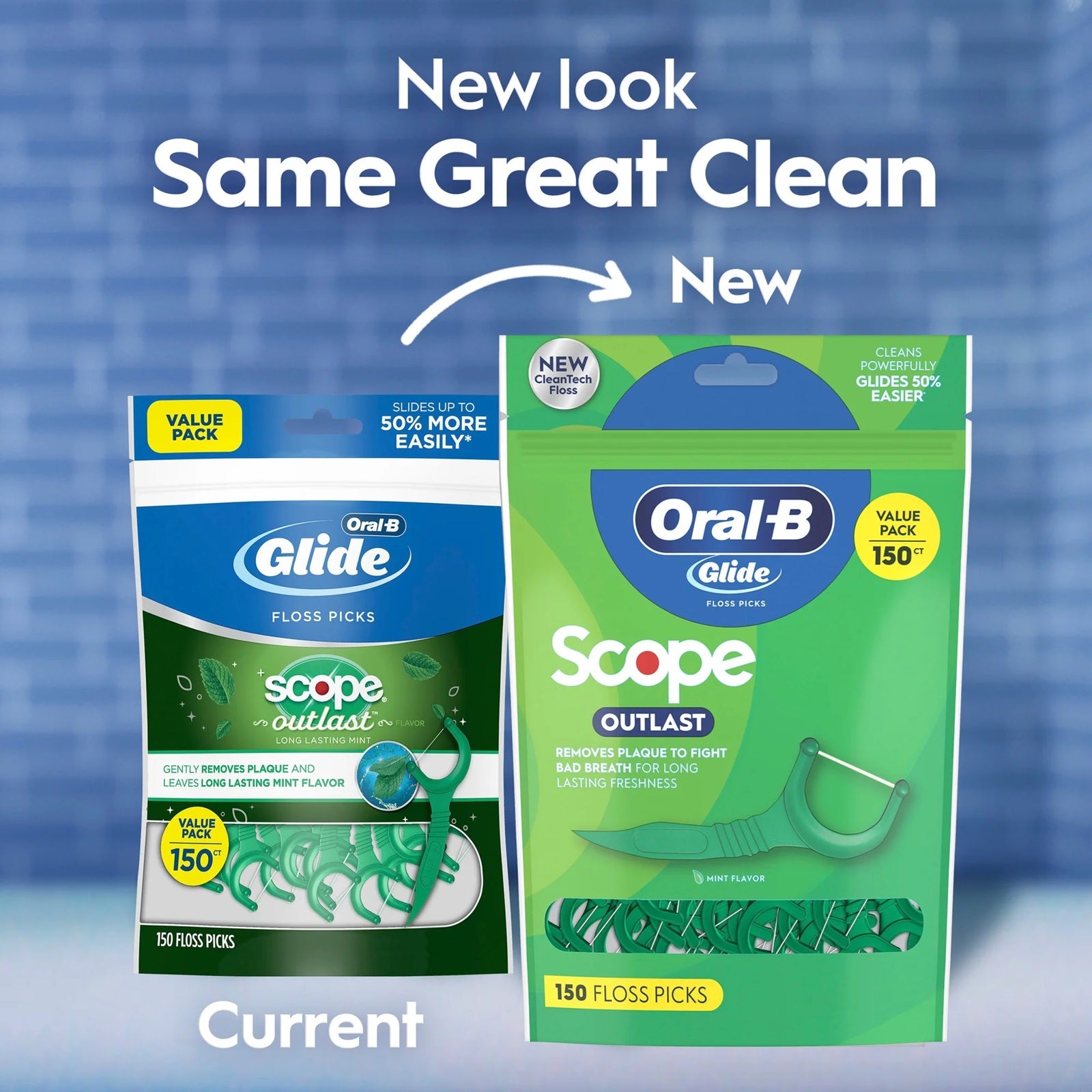 Oral-B Glide Complete with Scope Outlast Dental Floss Picks | Mint | 150 Count