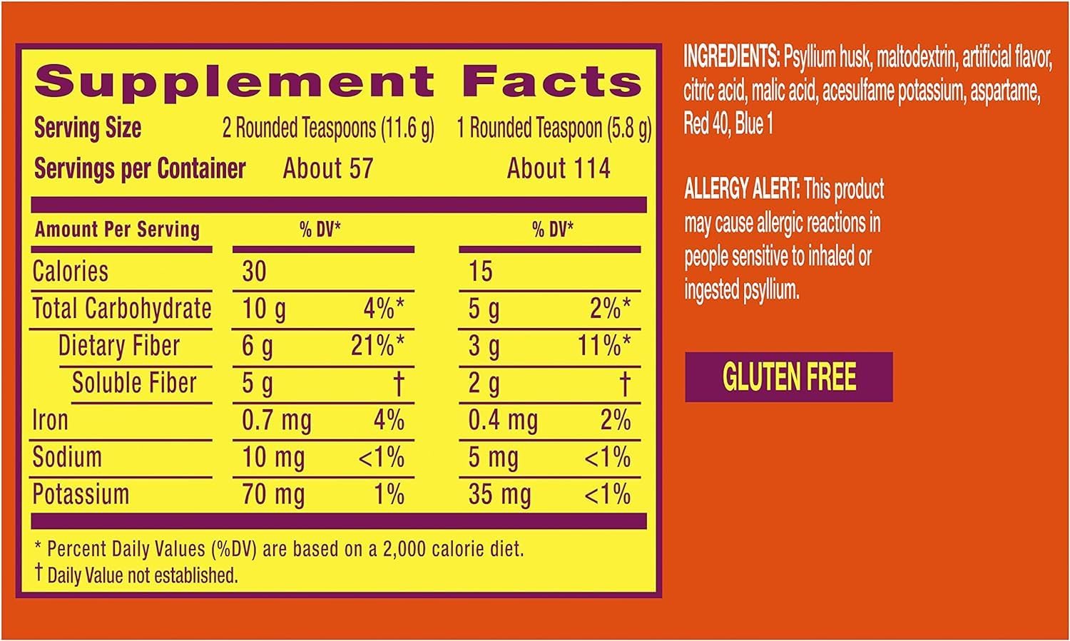 Metamucil | Berry Burst | 114 Teaspoons | 23.3 Oz (660 g)