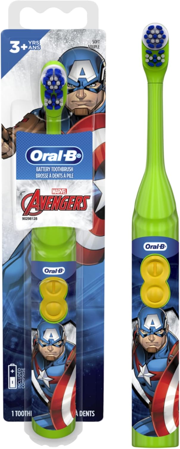 Oral-B Kid's Battery Toothbrush Featuring Marvel's Avengers, Soft Bristles, for Kids 3+ (Character May Vary)