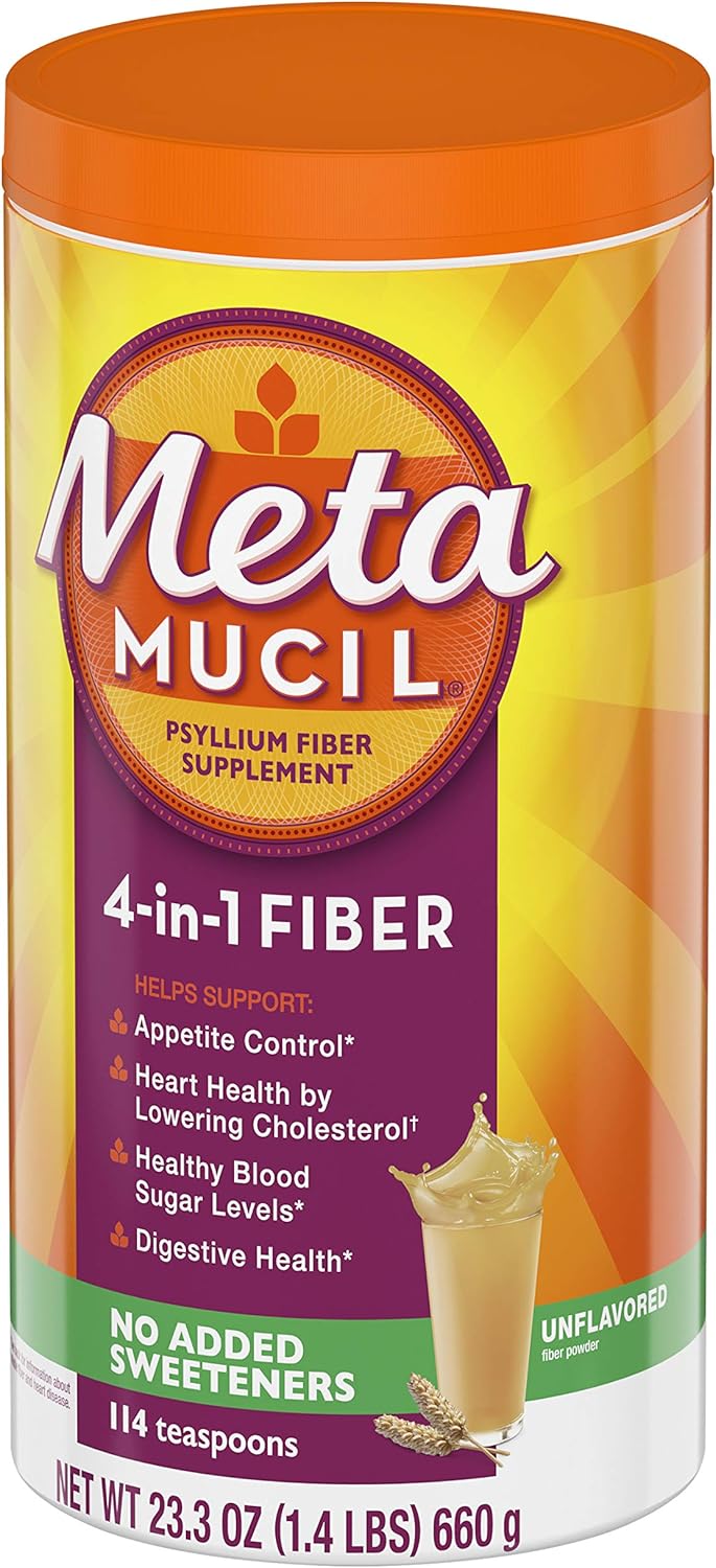 Metamucil 4-in-1 Fiber | Sugar Free | Unflavored | 114 Servings