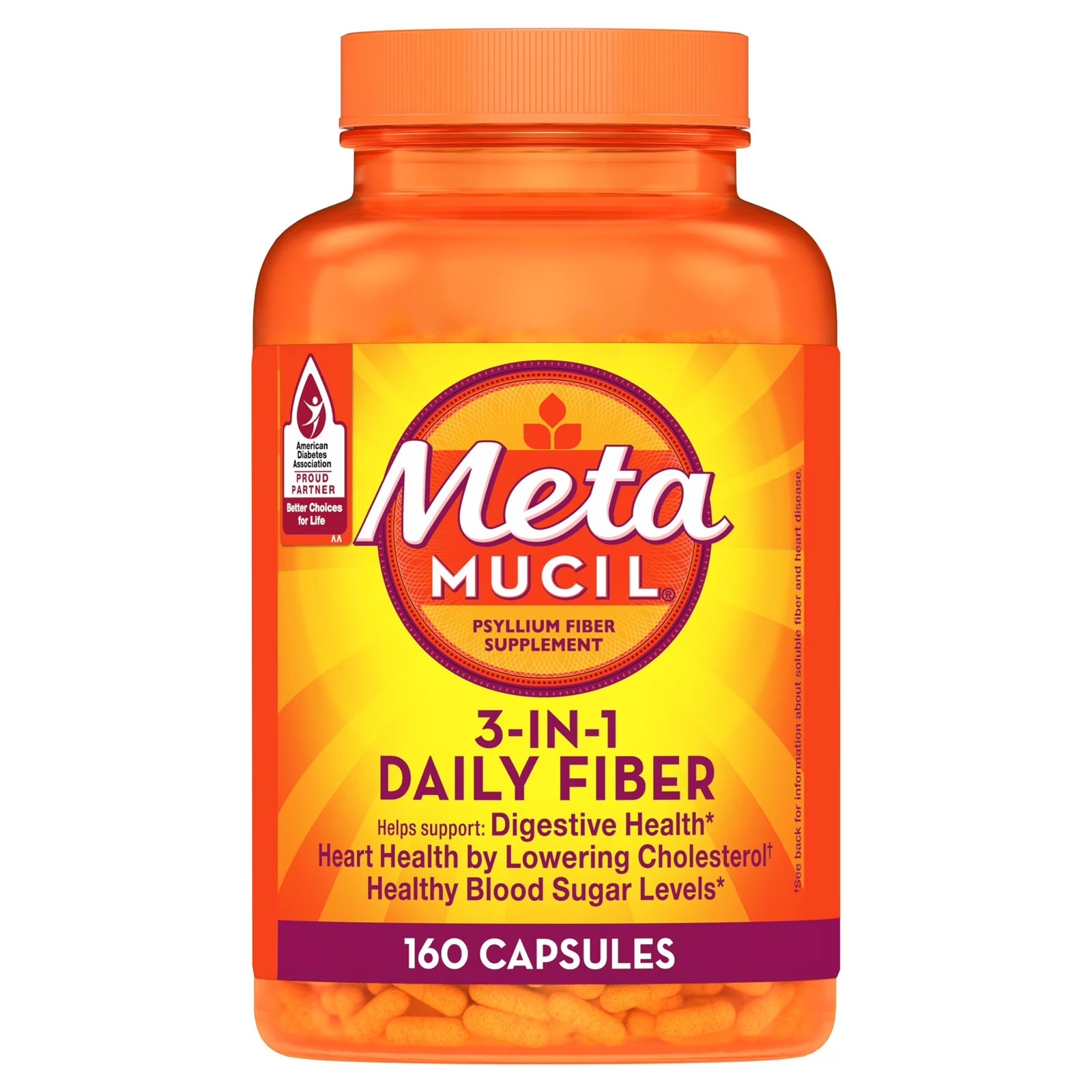 Metamucil 3-IN-1 Daily Fiber Supplement | 160 Capsules