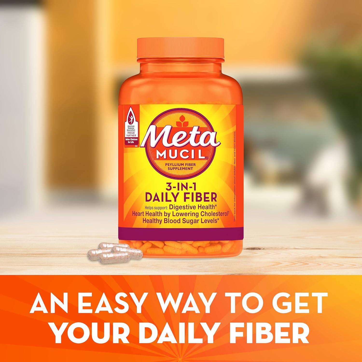 Metamucil 3-IN-1 Daily Fiber Supplement | 160 Capsules