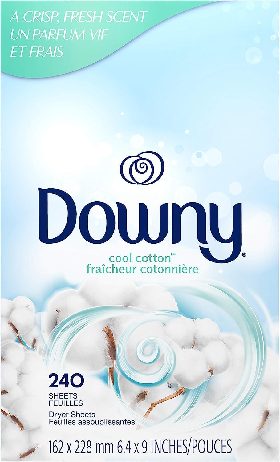 Downy Fabric Softener Dryer Sheets | Cool Cotton | 240 Count
