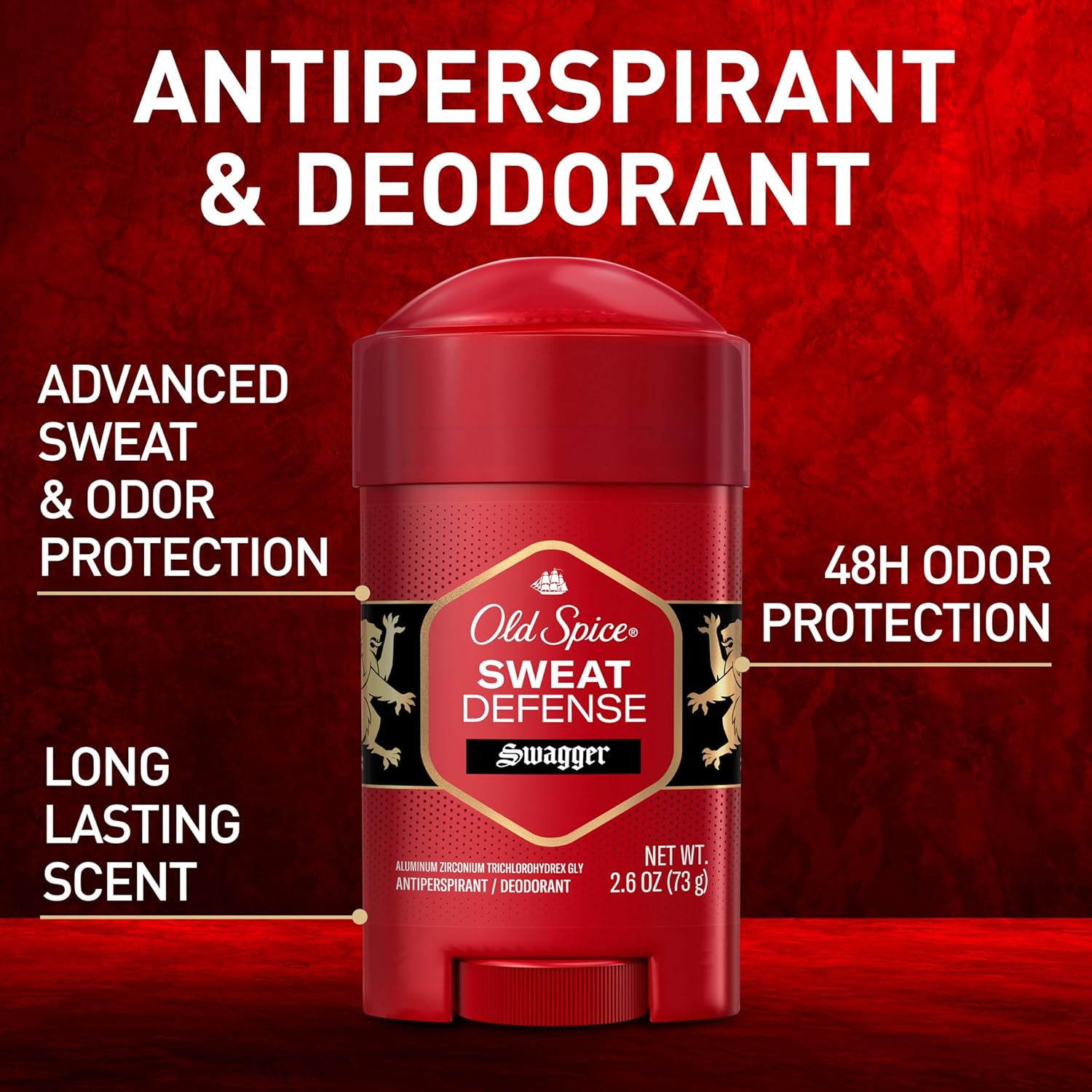 Old Spice Sweat Defense Antiperspirant & Deodorant | Soft Solid | Swagger with Cedarwood | 2.6 Oz (Pack of 2)