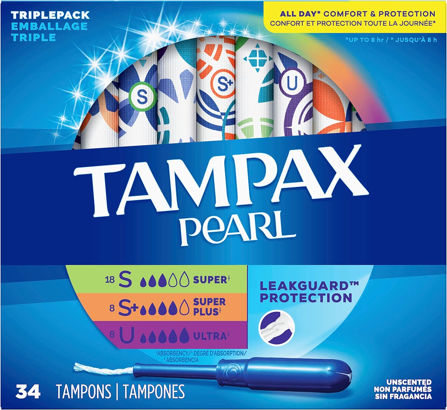 Tampax Pearl | Super/Super Plus/Ultra | 34 Count