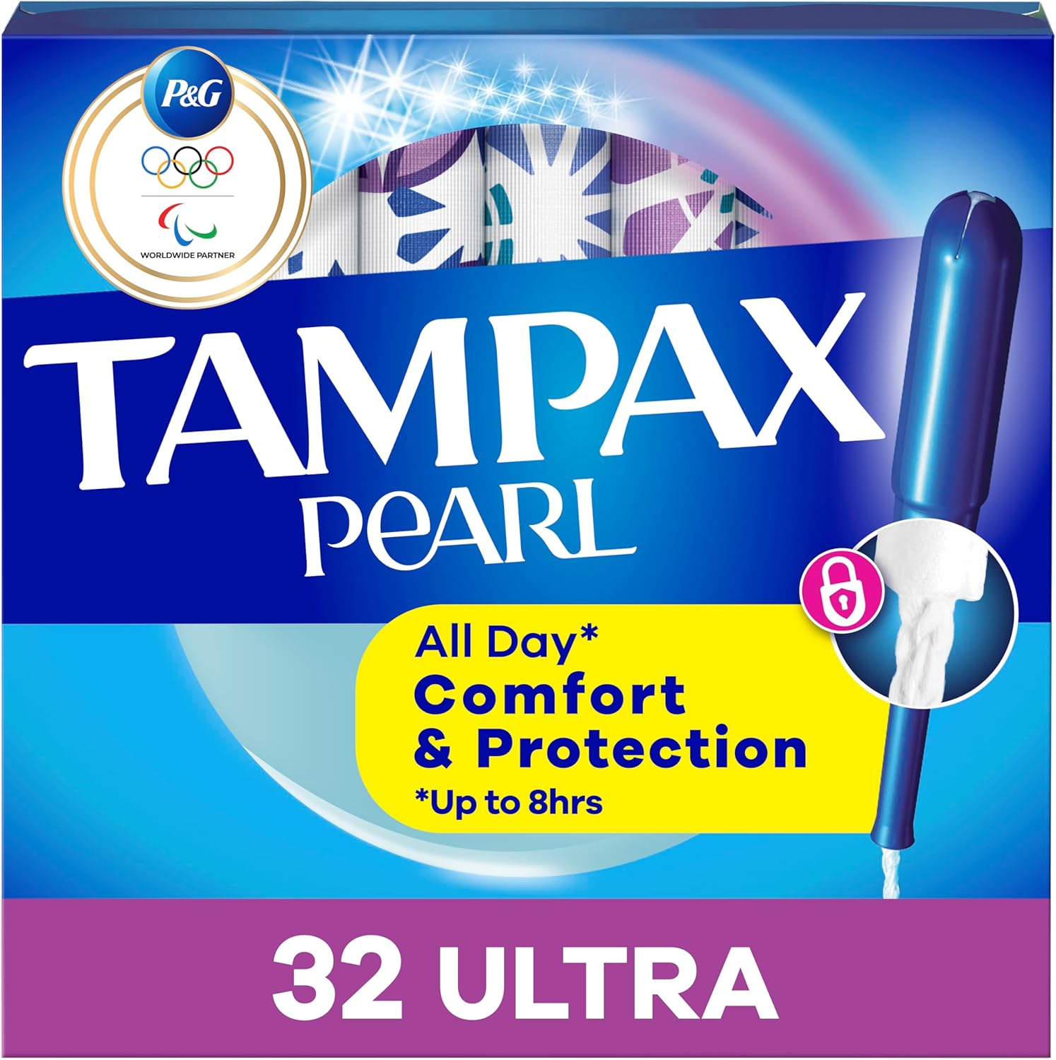 Tampax Pearl Tampons Ultra Absorbency with Leakguard Braid, Unscented, 32Count