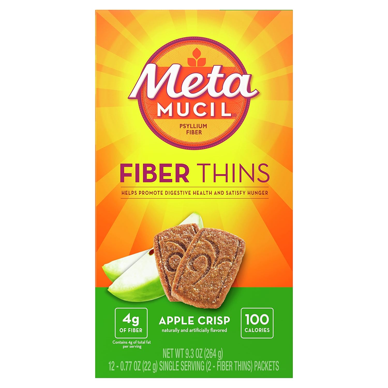 Metamucil MultiGrain Fiber Wafers | Apple Crisp | 12 Packets
