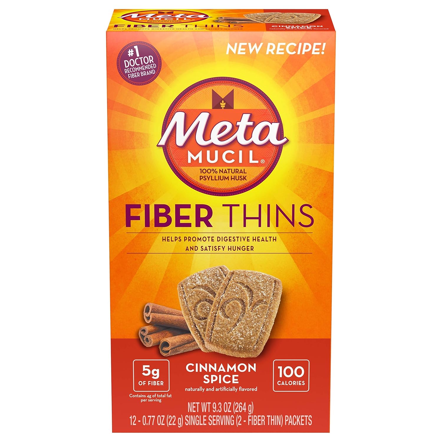 Metamucil MultiGrain Fiber Wafers Cinnamon Spice | 12 Packet | 264 g