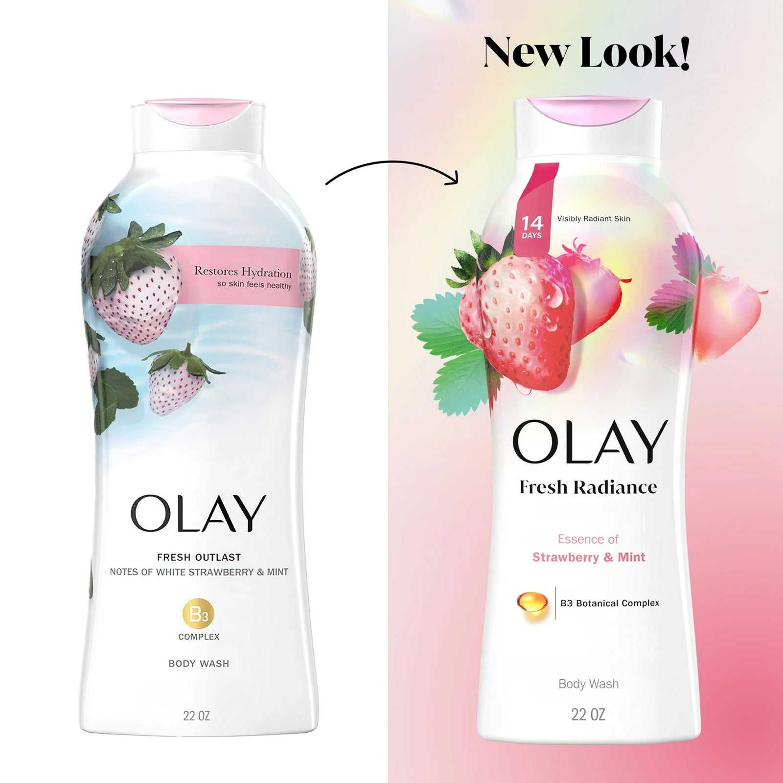 Olay Fresh Outlast Cooling White Strawberry & Mint Body Wash | 22 Oz