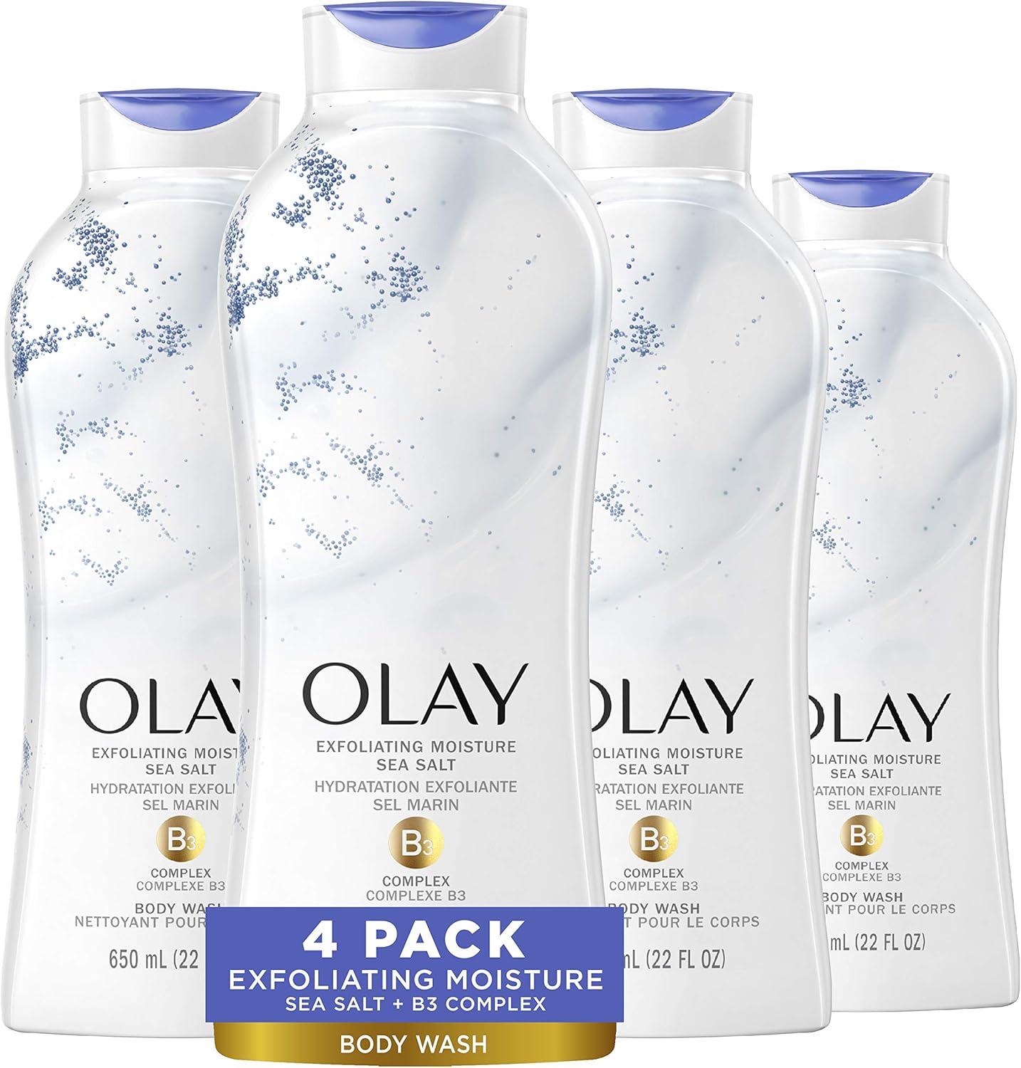 Olay Daily Exfoliating with Sea Salts Body Wash | 22 Oz | Pack of 4
