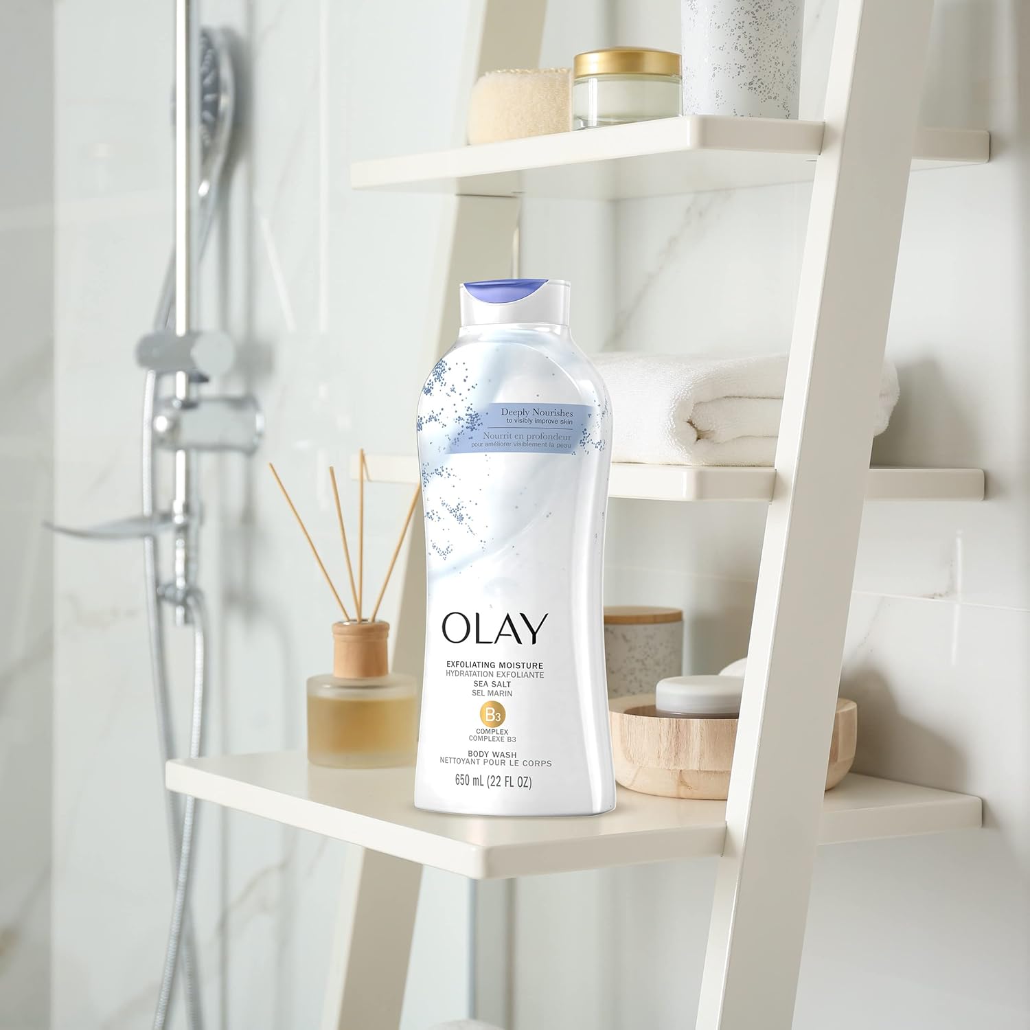 Olay Daily Exfoliating with Sea Salts Body Wash | 22 Oz | Pack of 4