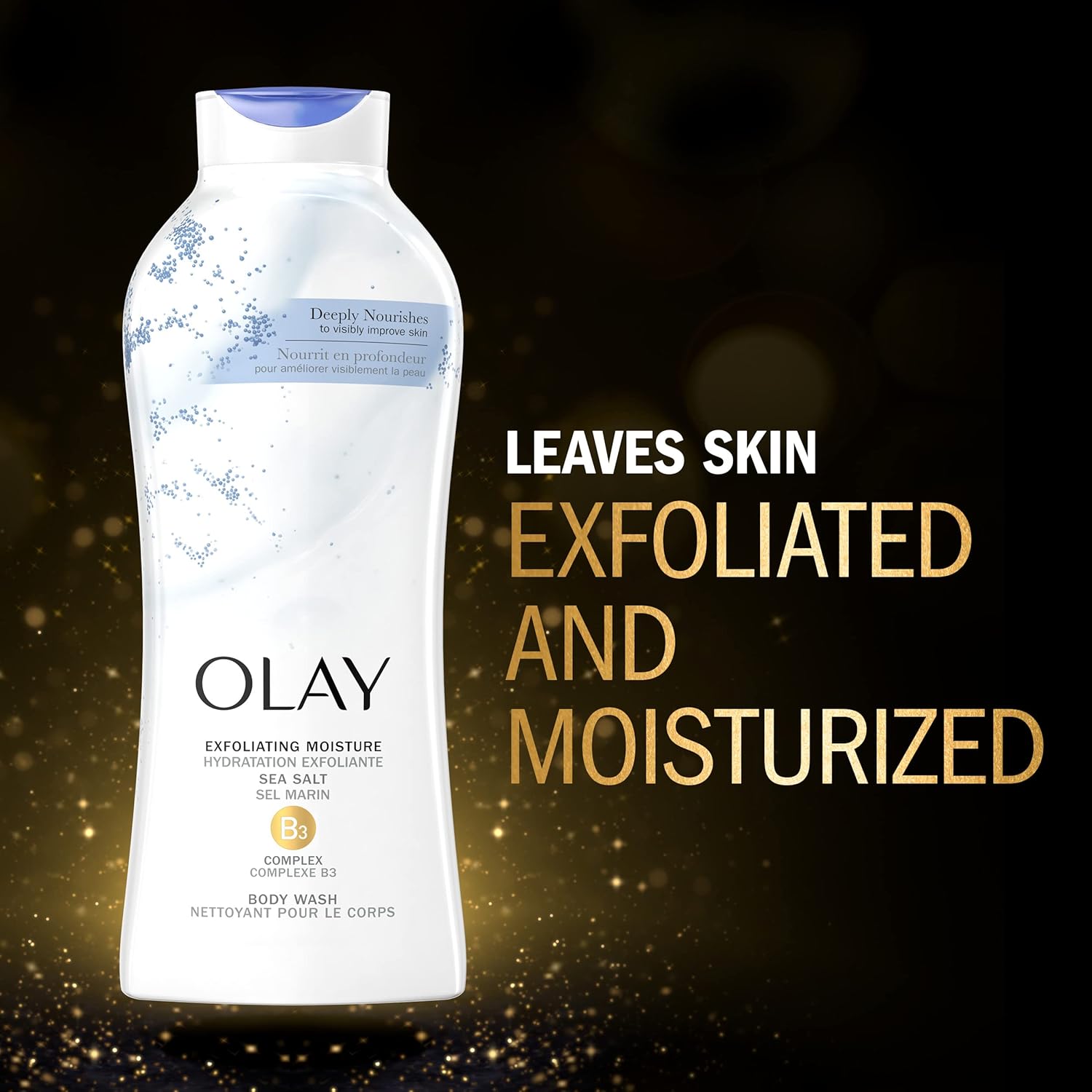 Olay Daily Exfoliating with Sea Salts Body Wash | 22 Oz | Pack of 4