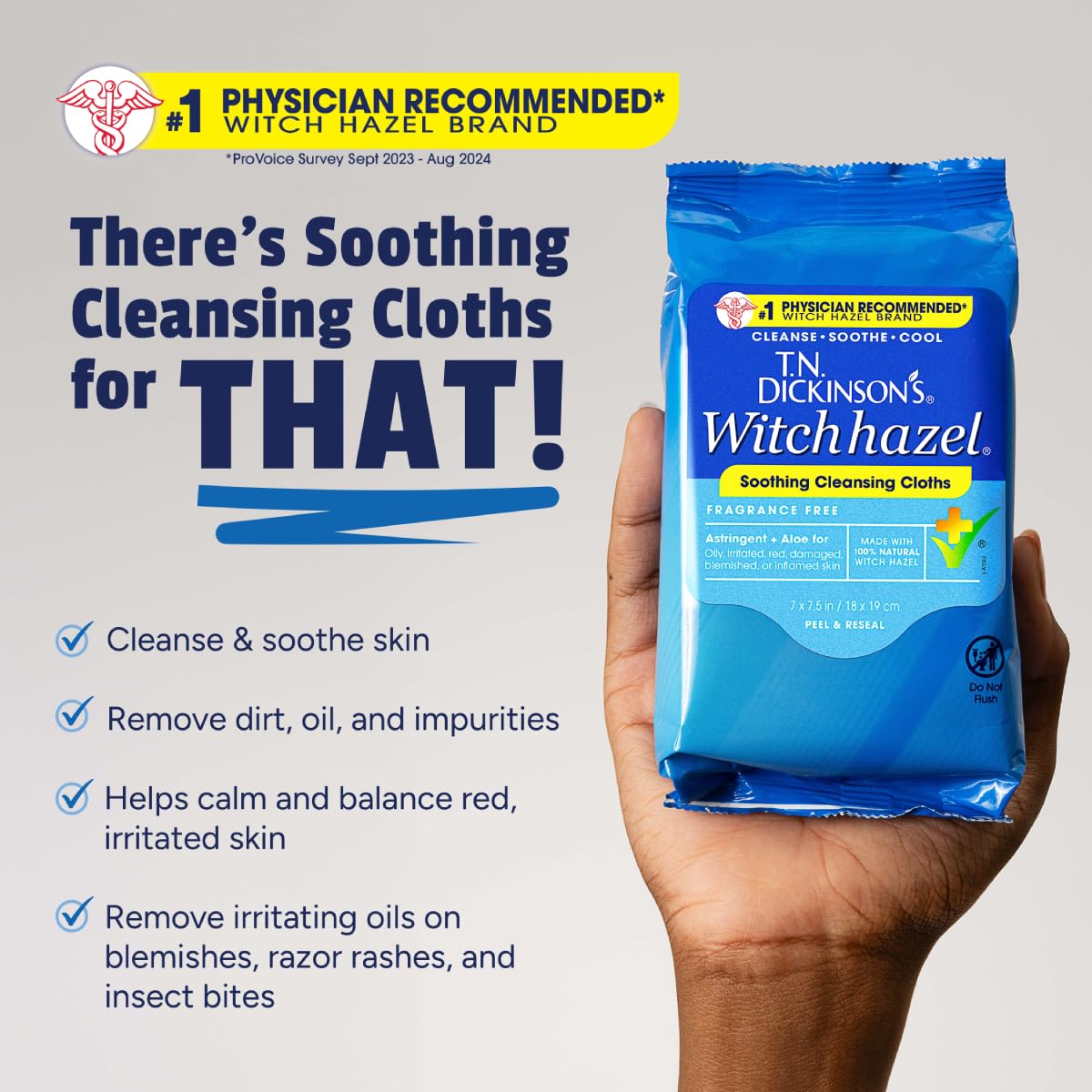 T.N. Dickinson's Witch Hazel New Soothing Multi-Use Cleansing Cloth | 25 Cloth