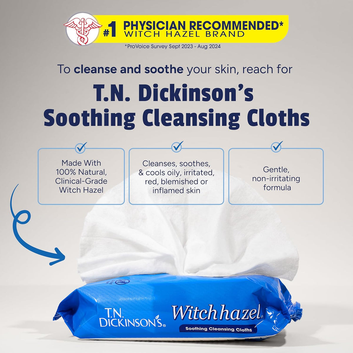 T.N. Dickinson's Witch Hazel New Soothing Multi-Use Cleansing Cloth | 25 Cloth