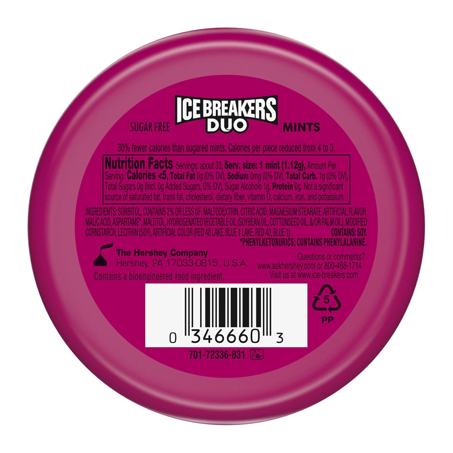 ICE BREAKERS Duo Sugar Free Mints | Raspberry | 1.3 Oz (36 g)