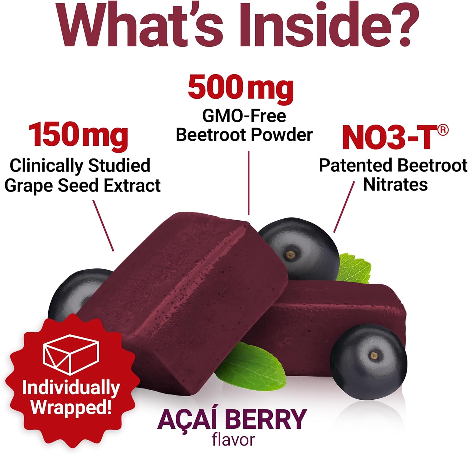 Force Factor Total Beets Multiple Vitamin & Mineral | Acai Berry Flavor | 60 Chewables