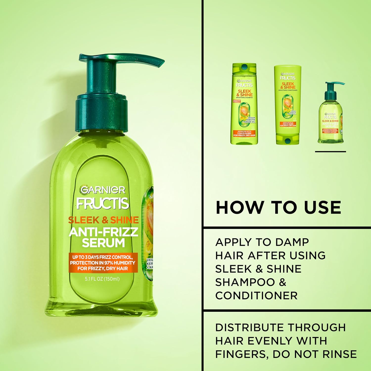 Garnier Fructis Sleek & Shine Anti-Frizz Serum | 5.1 Oz (150 ml)