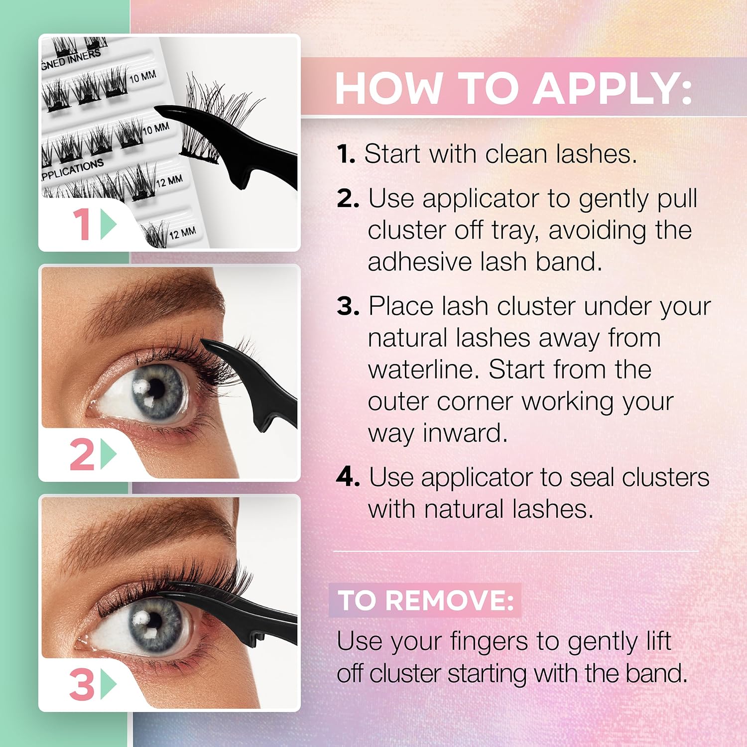 Ardell Naked Press On Pre-Glued Underlash Eyelash Extensions | Assorted Lengths | 30 Lash Clusters