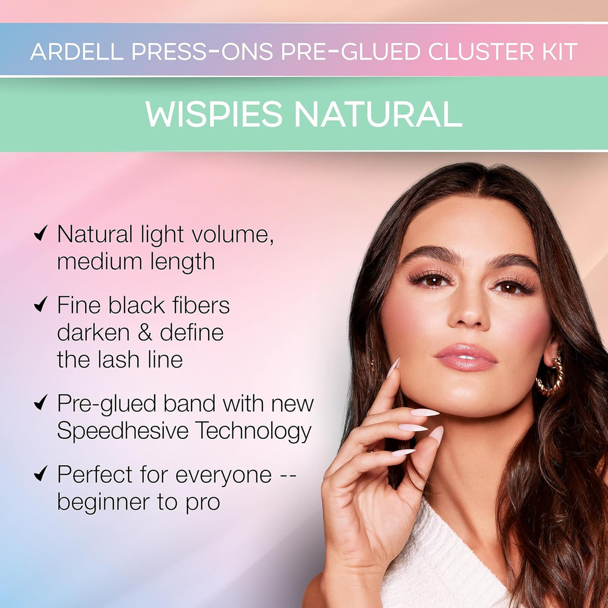Ardell Press On Pre-Glued Underlash Extensions | Wispies Natural | 12 Lash Clusters