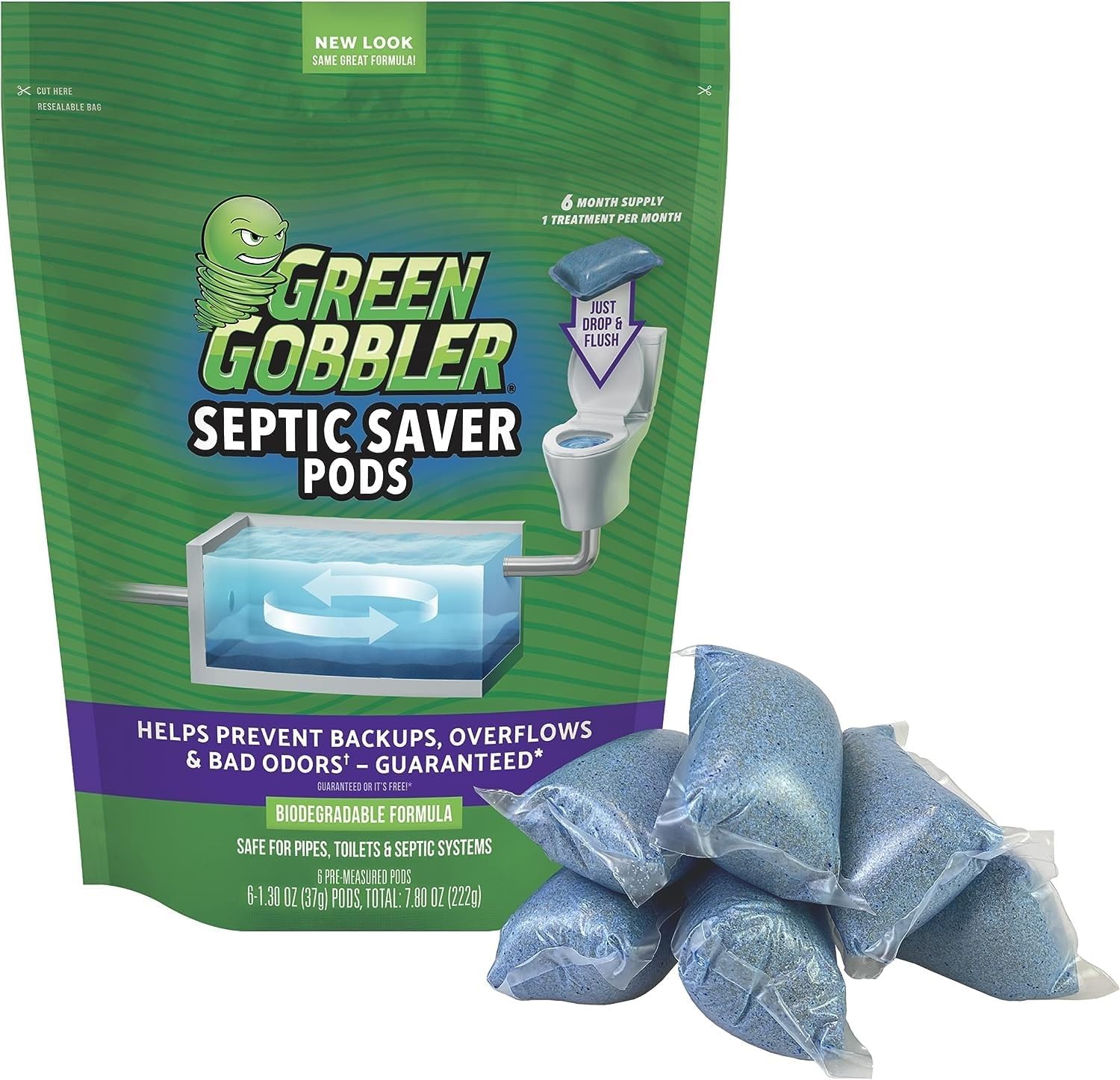 Green Gobbler Septic Saver Pods | 6 Pods