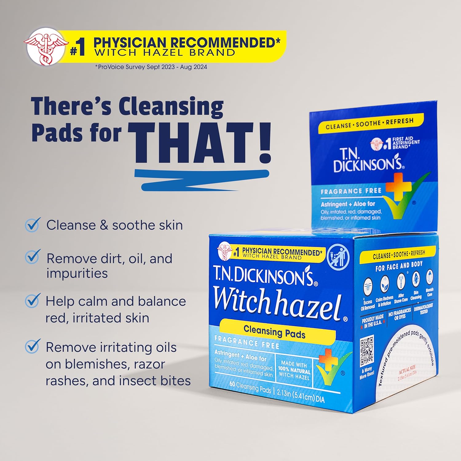 T.N. Dickinson's Witch Hazel Cleansing Pads | 60 count