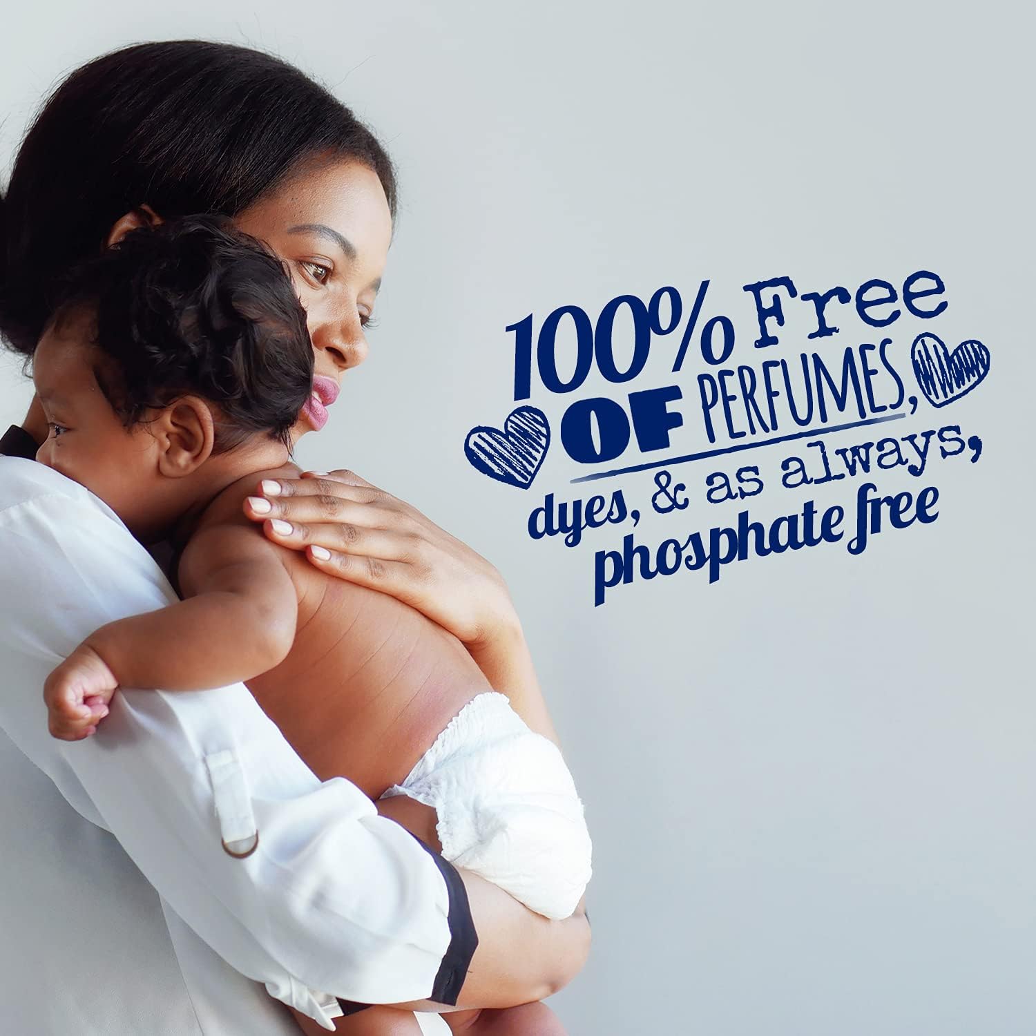 All liquid laundry detergent, 100% free of perfumes, dyes and phosphates. 