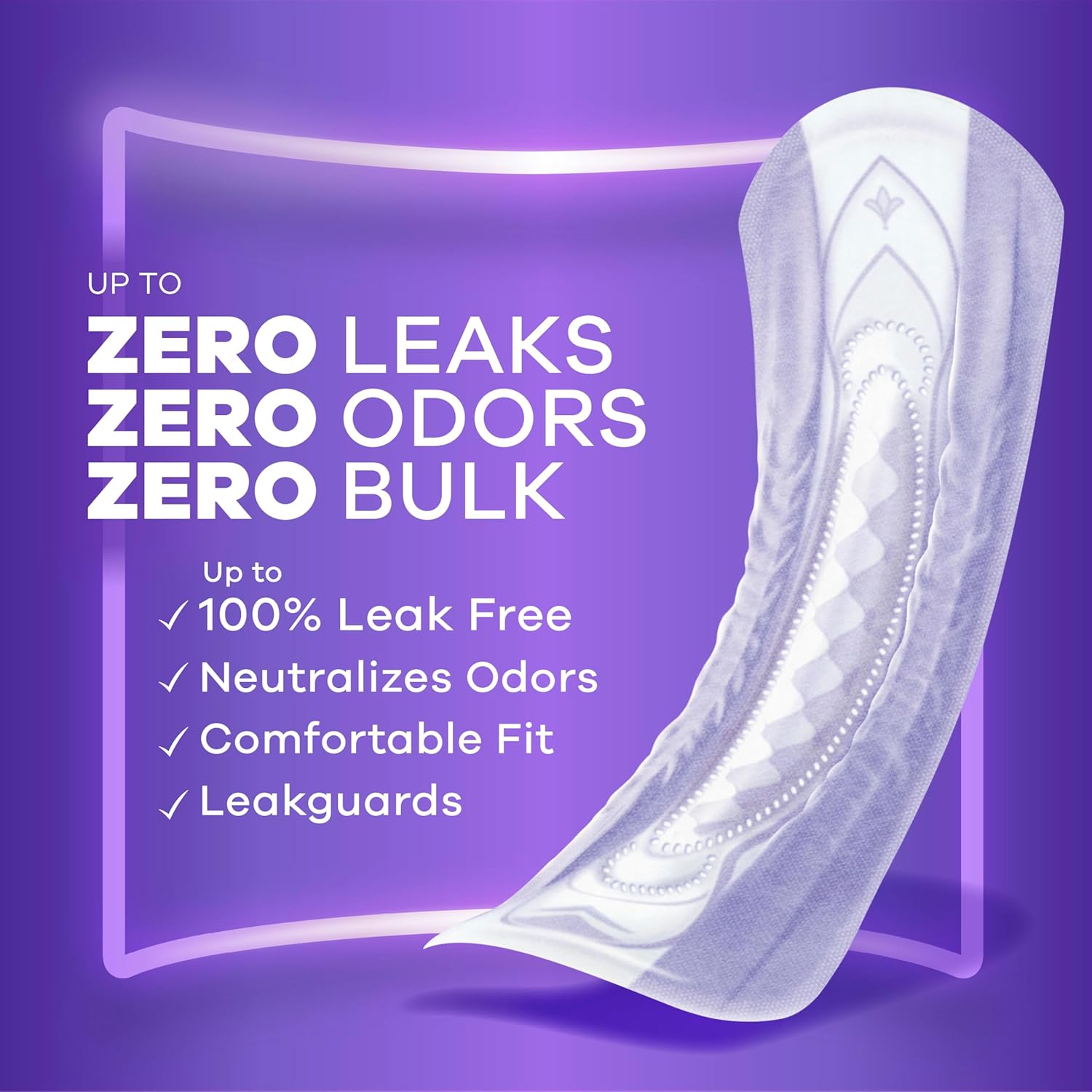 Always discreet incontinence pads with up to zero leaks, odors and bulk