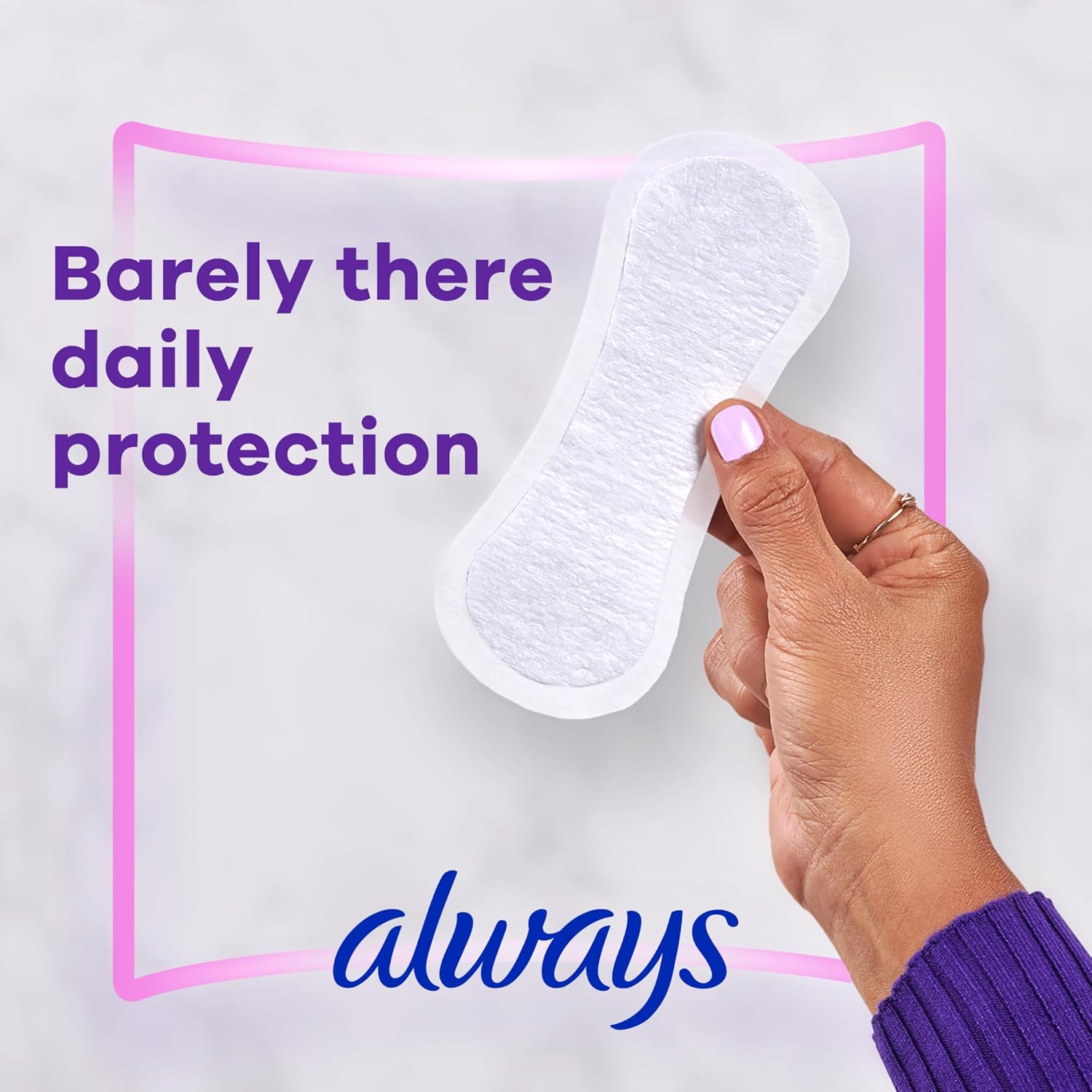 Always thin daily panty liners (162 Count) for barely there daily protection. 