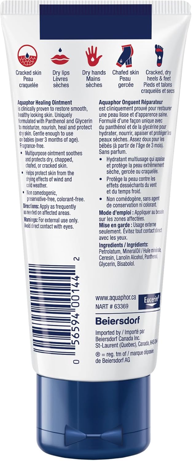 Aquaphor healing ointment is clinical proven to restore smooth, healthy looking skin - moisturizes, nourish, heal and protect dry skin. Gentle enough for use on babies. 