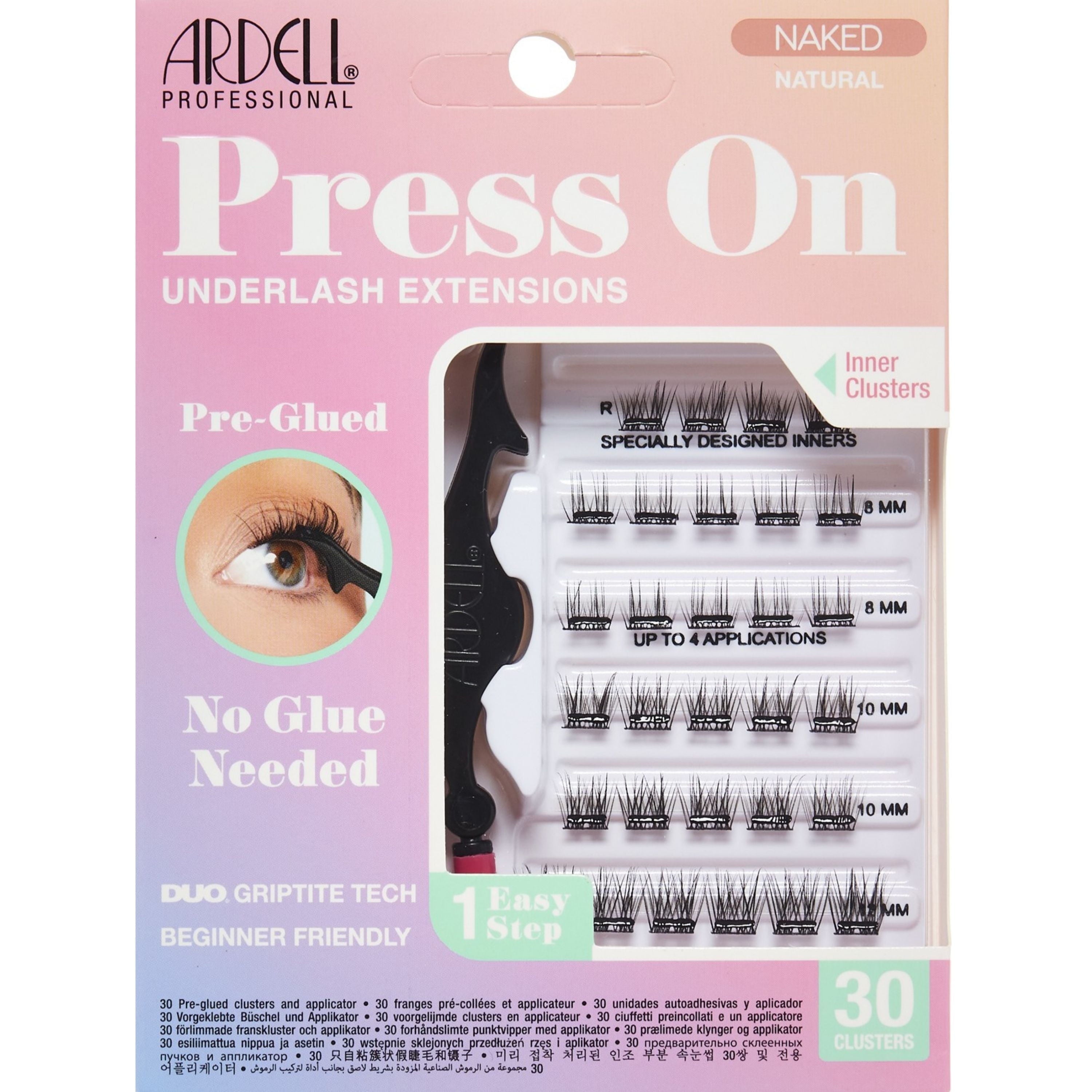 Ardell Naked Press On Pre-Glued Underlash Eyelash Extensions | Assorted Lengths | 30 Lash Clusters