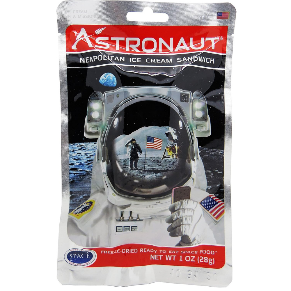 Packaged Astronaut Neapolitan Ice Cream Sandwich with space-themed design