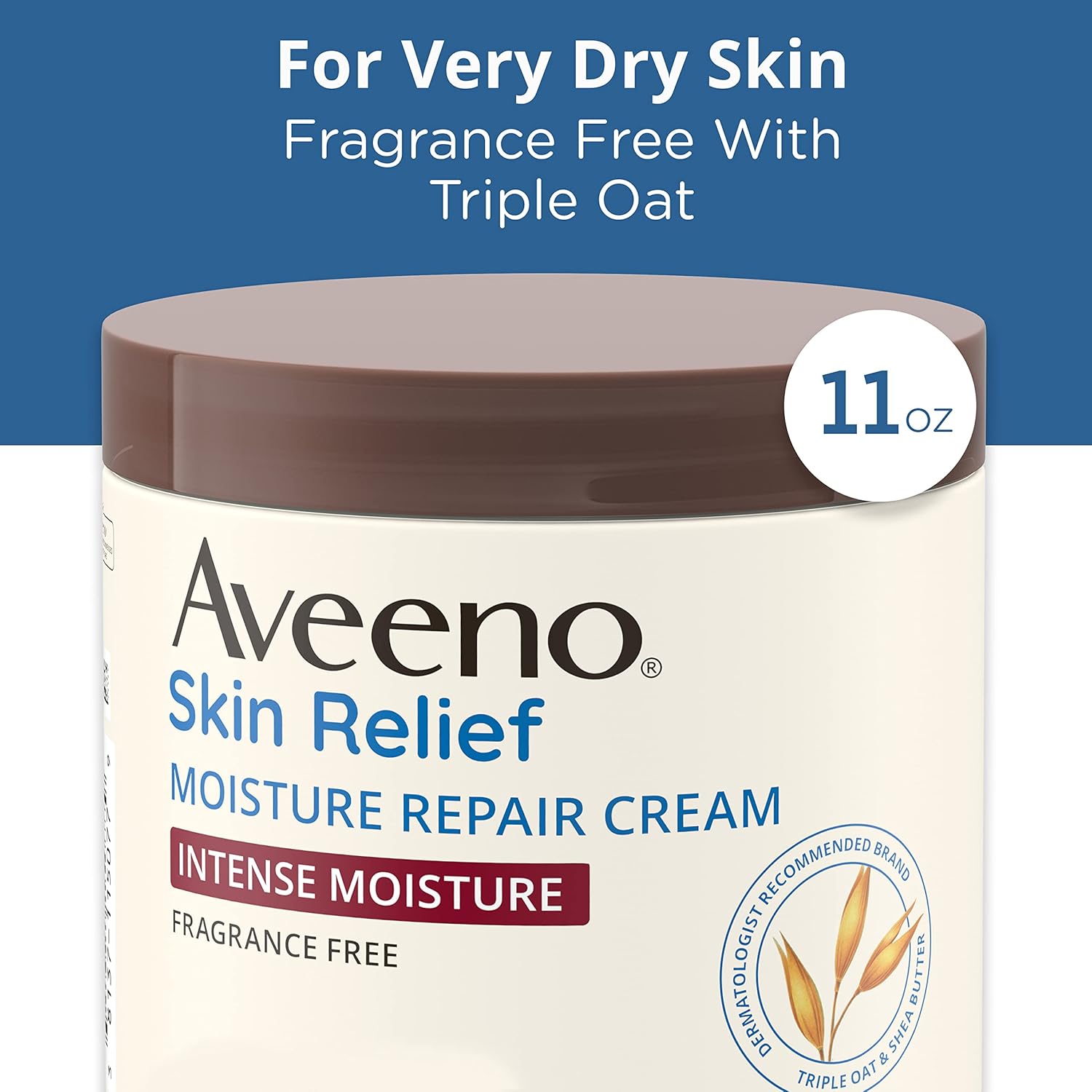 Aveeno skin relief moisture repair cream - for very dry skin, fragrance free with triple oats - 11 Oz